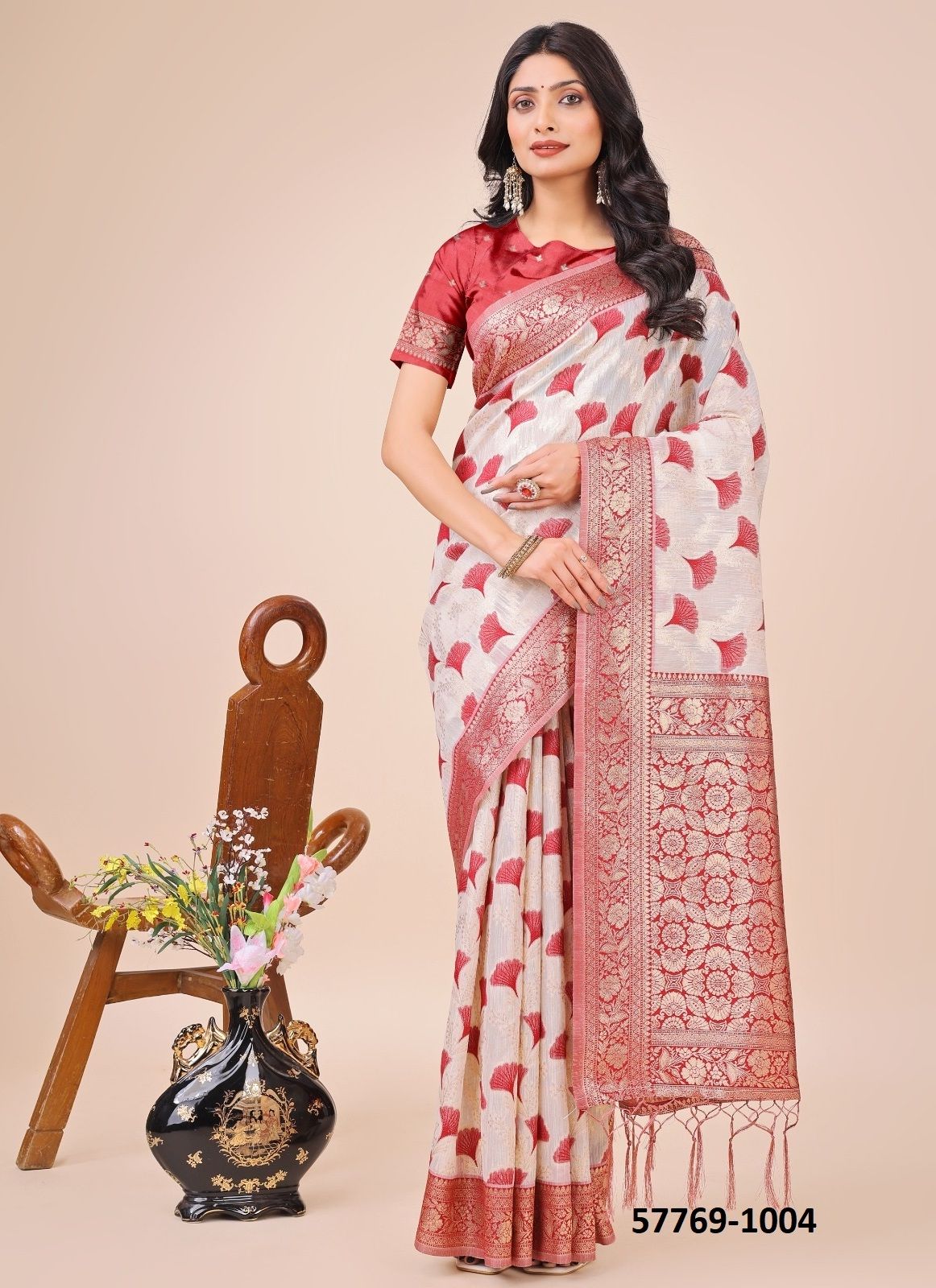 LINEN QUEEN - Catalog # 57769 (Set of 6 Sarees) by Brand STROLLAY ®