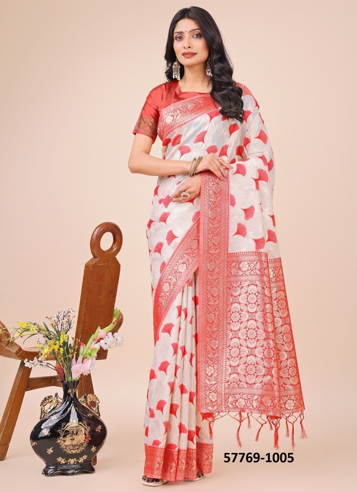 LINEN QUEEN - Catalog # 57769 (Set of 6 Sarees) by Brand STROLLAY ®