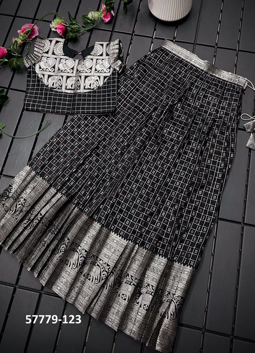 KIDS LEHENGA & BLOUSE SET - Catalog # 57779 (Set of 7 Readymade Lehengas) by Brand STROLLAY ®