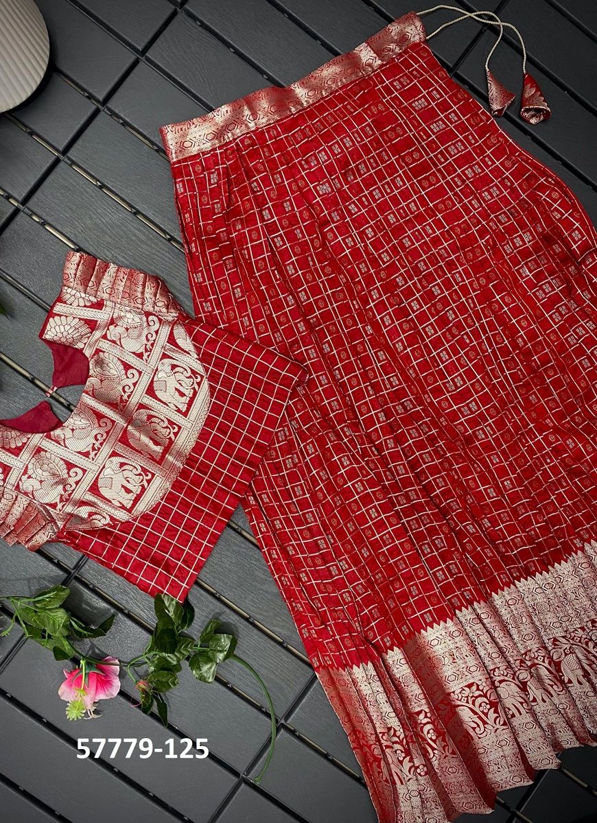 KIDS LEHENGA & BLOUSE SET - Catalog # 57779 (Set of 7 Readymade Lehengas) by Brand STROLLAY ®