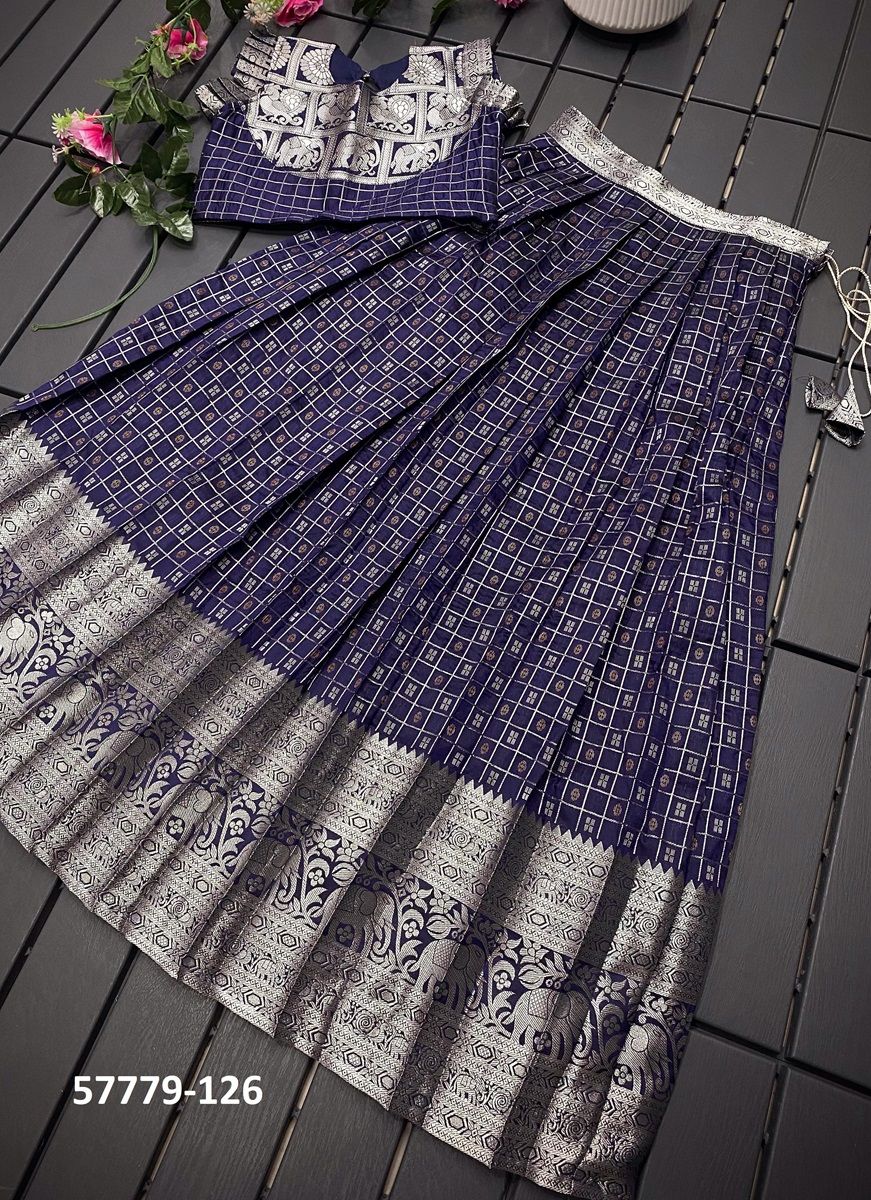 KIDS LEHENGA & BLOUSE SET - Catalog # 57779 (Set of 7 Readymade Lehengas) by Brand STROLLAY ®