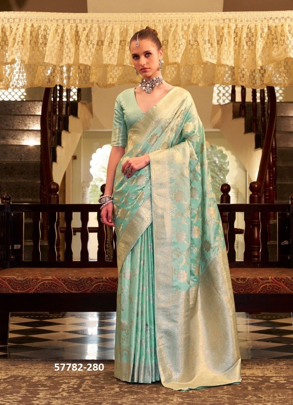 SHELLA SILVER - Catalog # 57782 (Set of 6 Sarees) by Brand STROLLAY ®