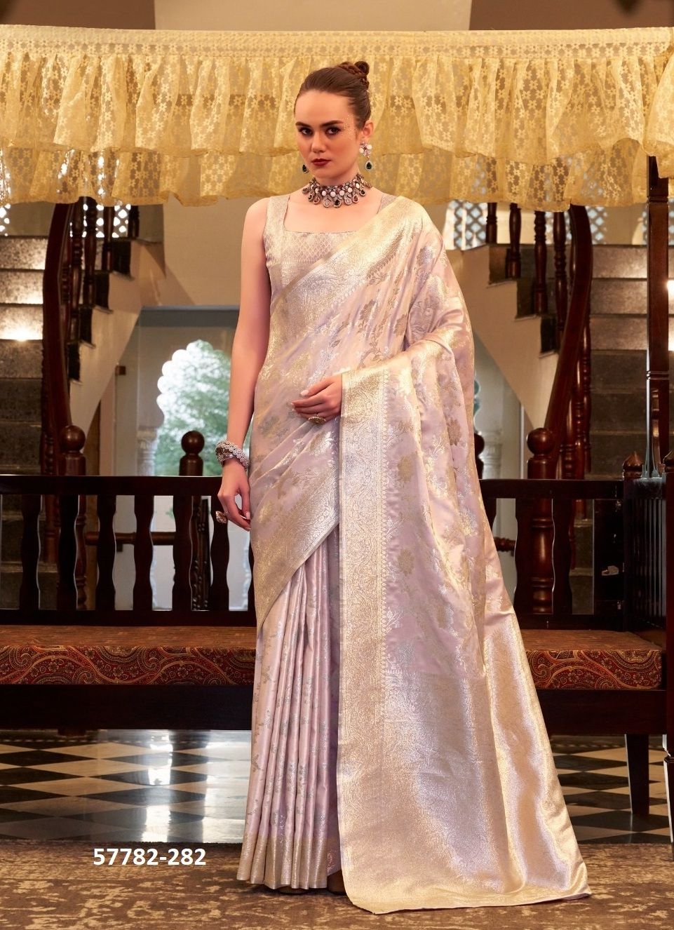 SHELLA SILVER - Catalog # 57782 (Set of 6 Sarees) by Brand STROLLAY ®
