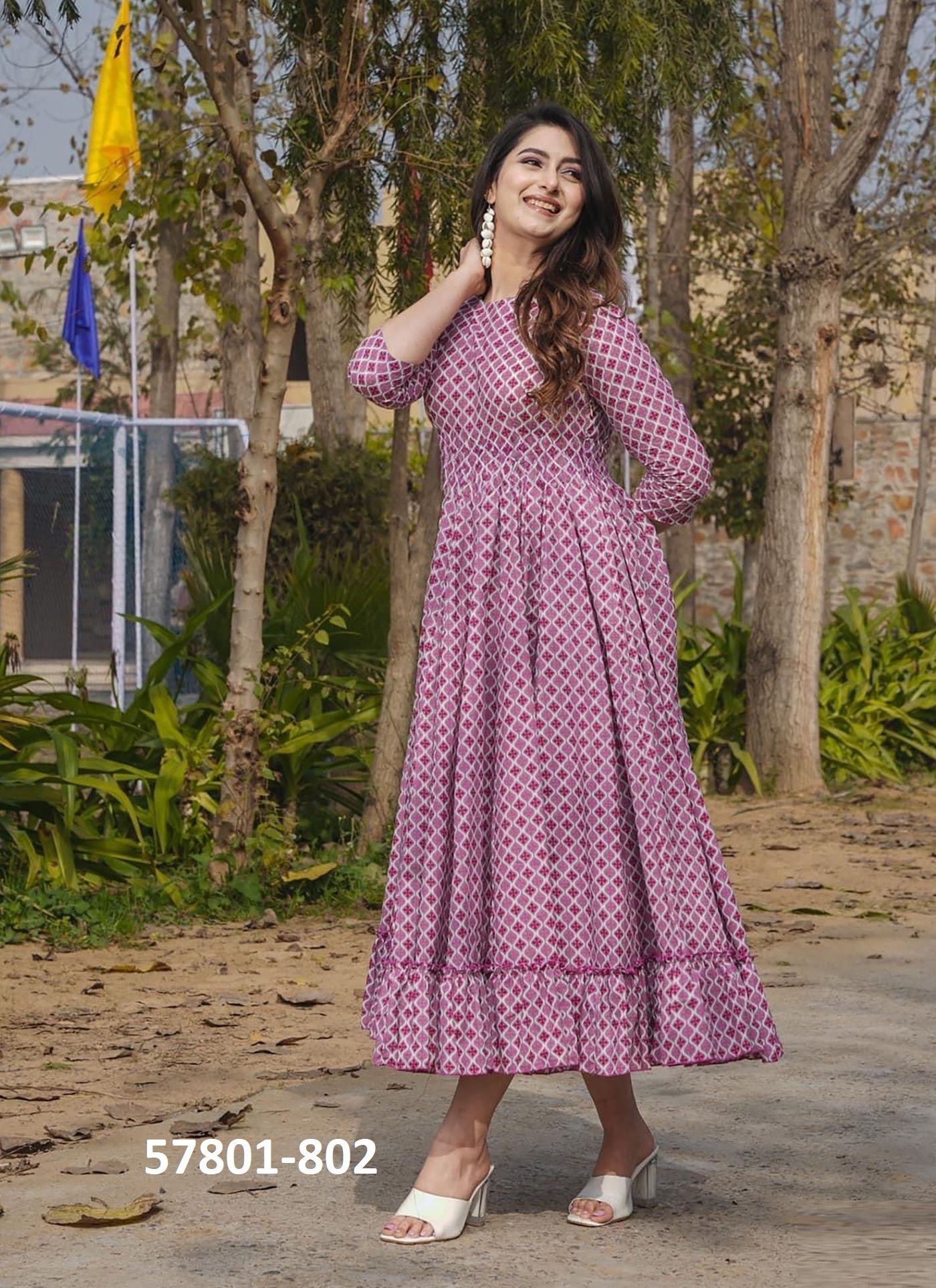 CLORA 8 [MAXI DRESS] - Catalog # 57801 (Set of 6 Readymade Women's Kurtis / Tops) by Brand STROLLAY ®