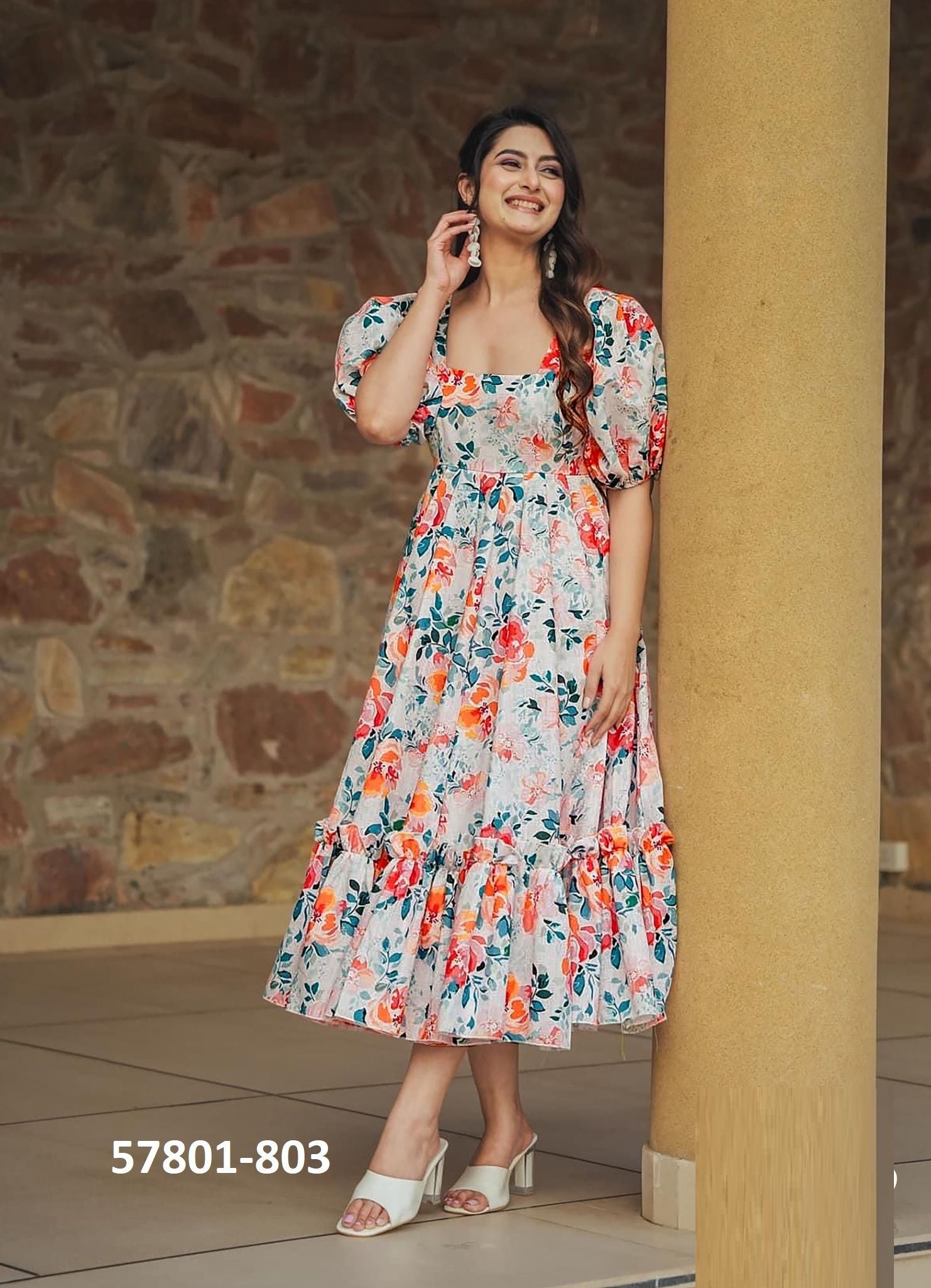 CLORA 8 [MAXI DRESS] - Catalog # 57801 (Set of 6 Readymade Women's Kurtis / Tops) by Brand STROLLAY ®