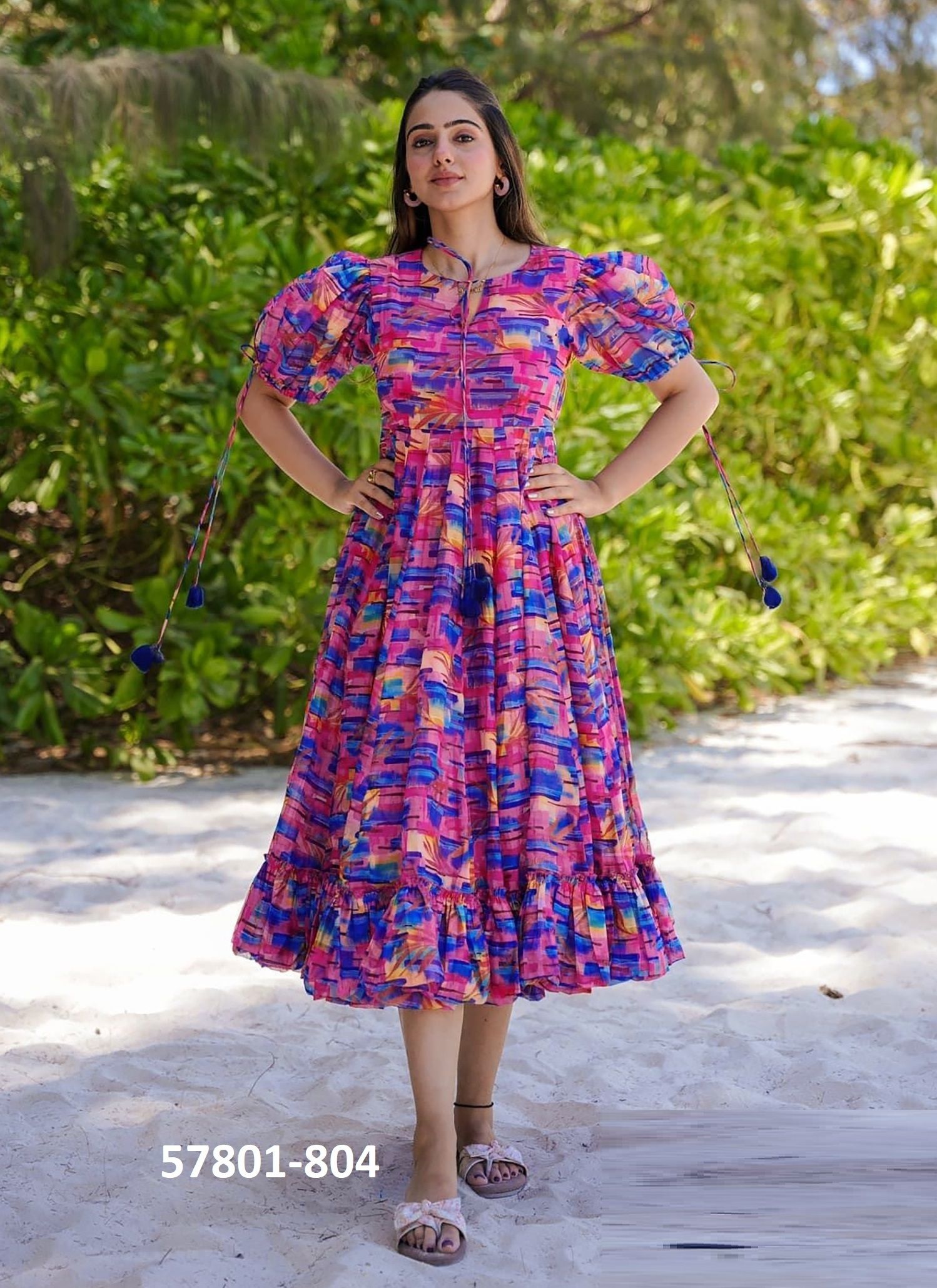CLORA 8 [MAXI DRESS] - Catalog # 57801 (Set of 6 Readymade Women's Kurtis / Tops) by Brand STROLLAY ®