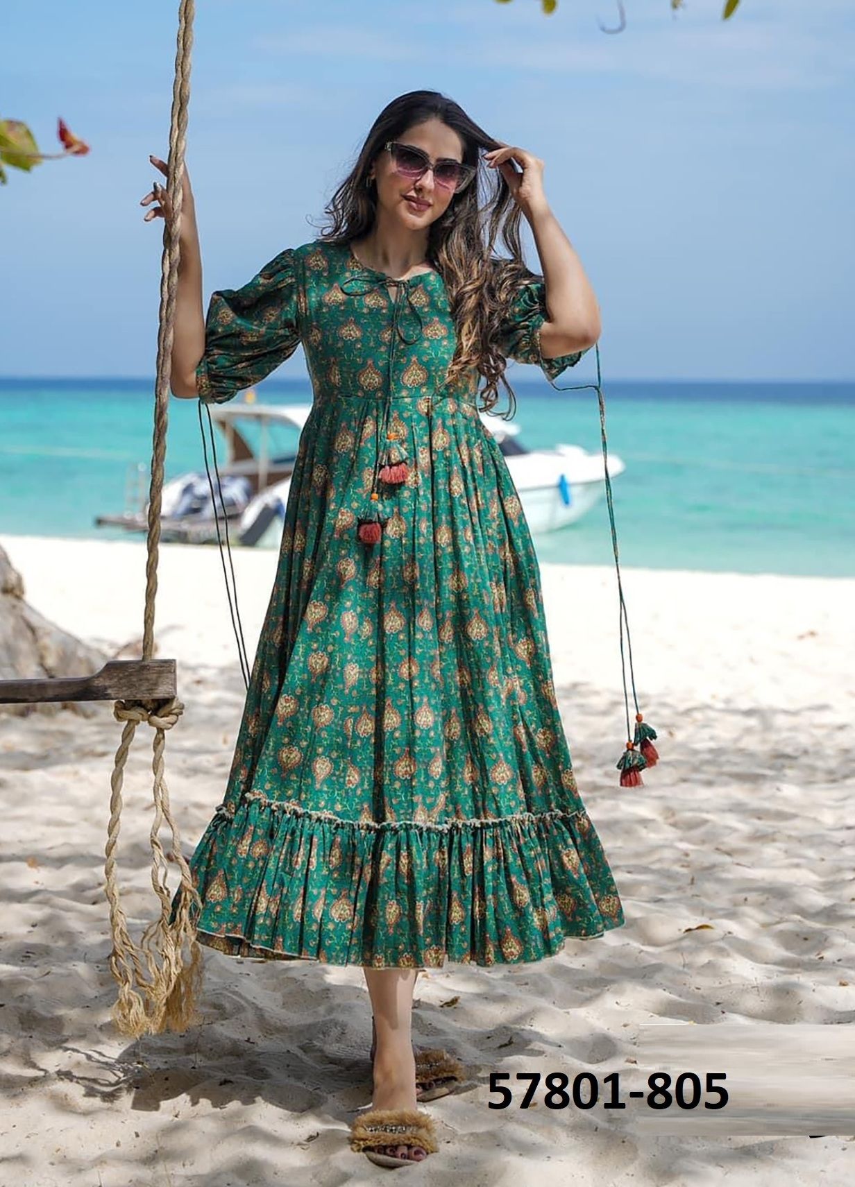 CLORA 8 [MAXI DRESS] - Catalog # 57801 (Set of 6 Readymade Women's Kurtis / Tops) by Brand STROLLAY ®