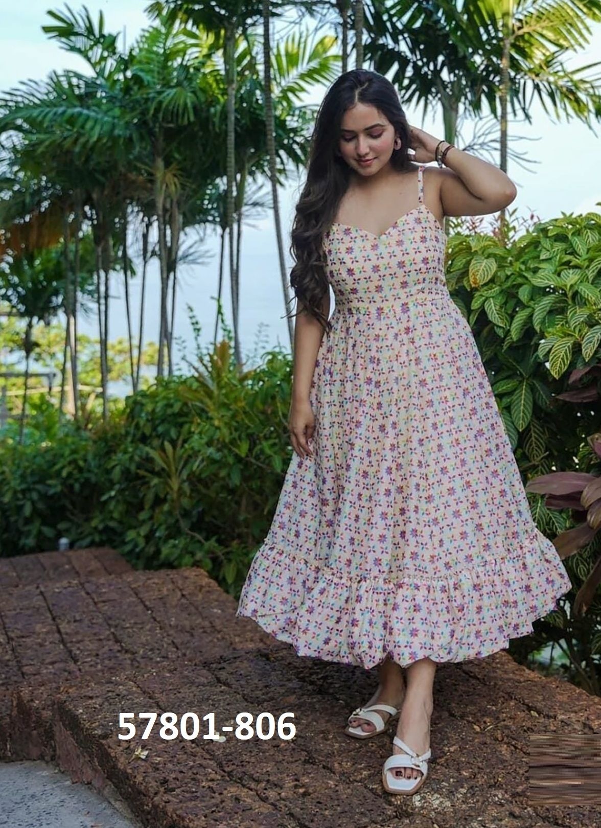 CLORA 8 [MAXI DRESS] - Catalog # 57801 (Set of 6 Readymade Women's Kurtis / Tops) by Brand STROLLAY ®