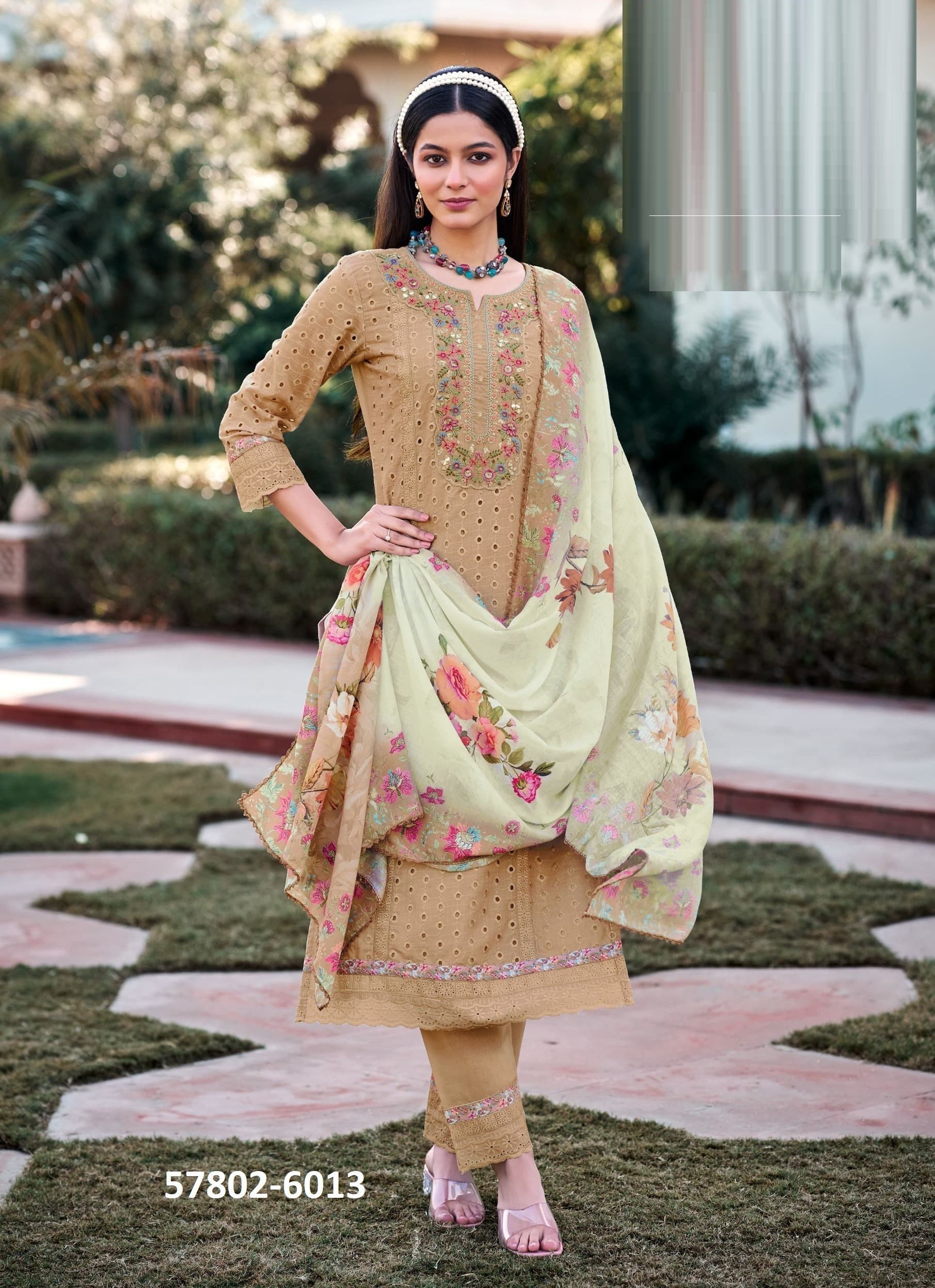 BRINDA - Catalog # 57802 (Set of 6 Readymade Salwar Suits) by Brand RANGOON