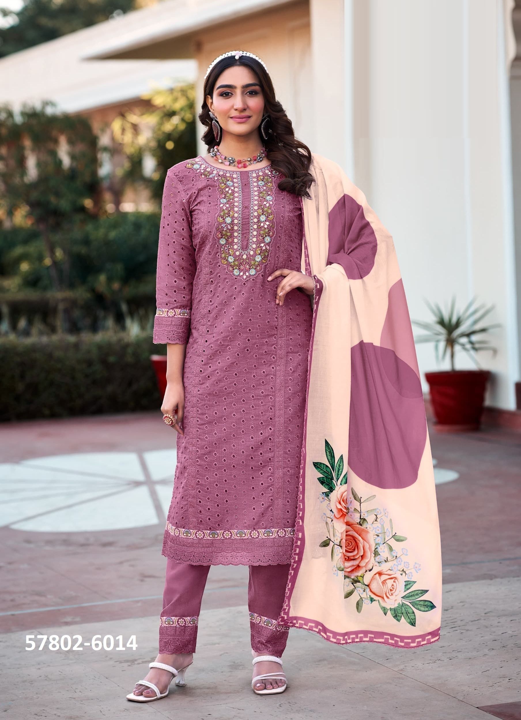 BRINDA - Catalog # 57802 (Set of 6 Readymade Salwar Suits) by Brand RANGOON