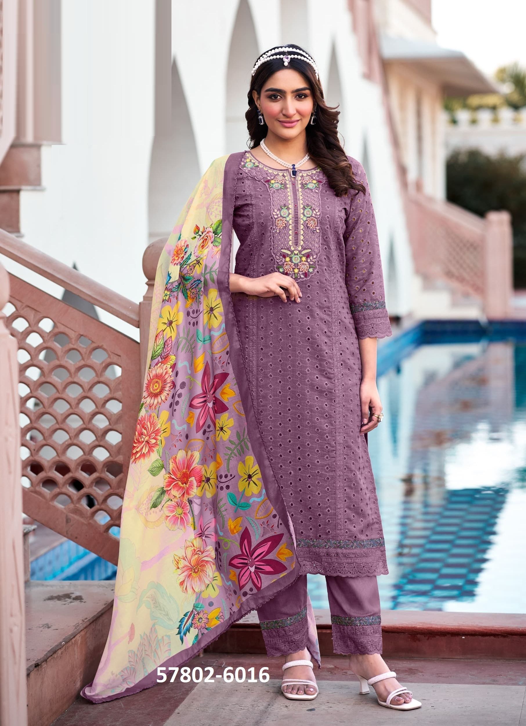 BRINDA - Catalog # 57802 (Set of 6 Readymade Salwar Suits) by Brand RANGOON
