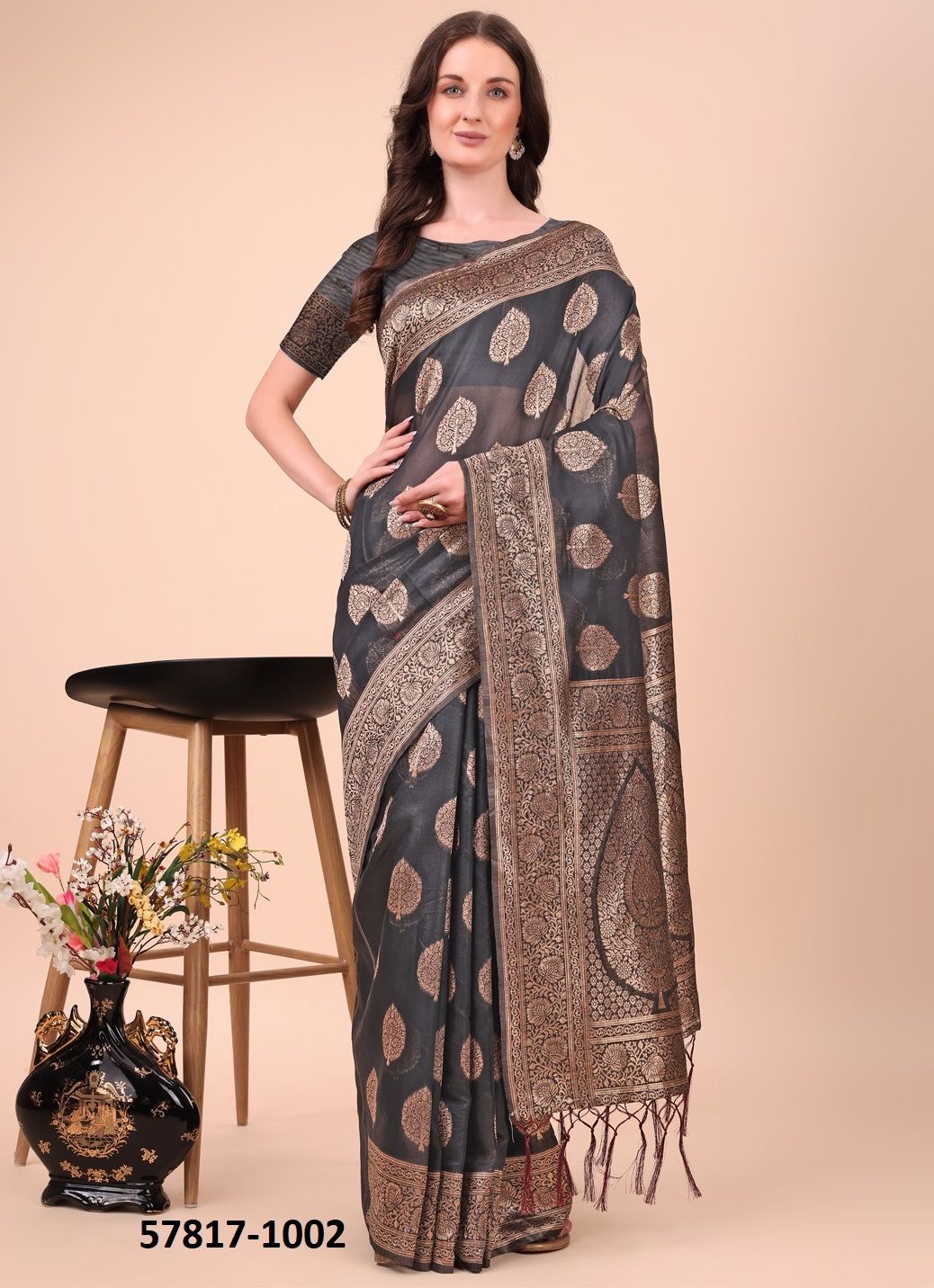 DHAKAI - Catalog # 57817 (Set of 3 Sarees) by Brand STROLLAY ®