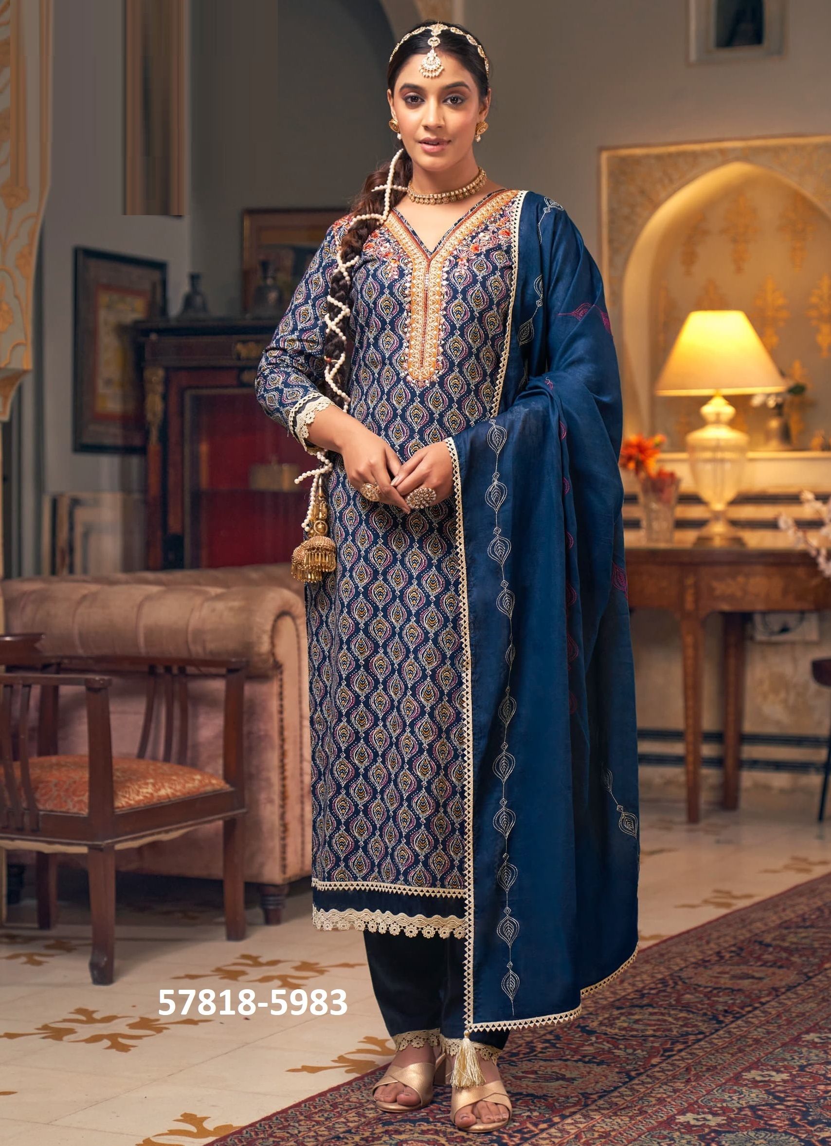 MAHEK - Catalog # 57818 (Set of 4 Readymade Salwar Suits) by Brand RANGOON