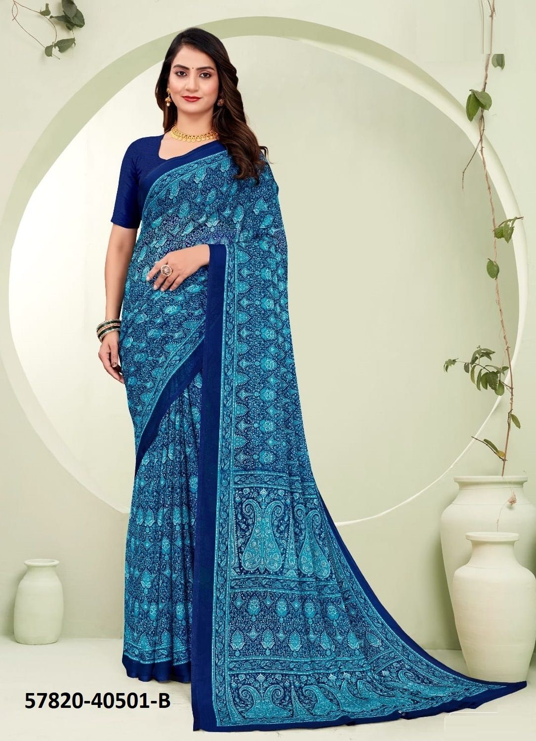 STAR CHIFFON 188 - Catalog # 57820 (Set of 12 Sarees) by Brand RUCHI SAREES