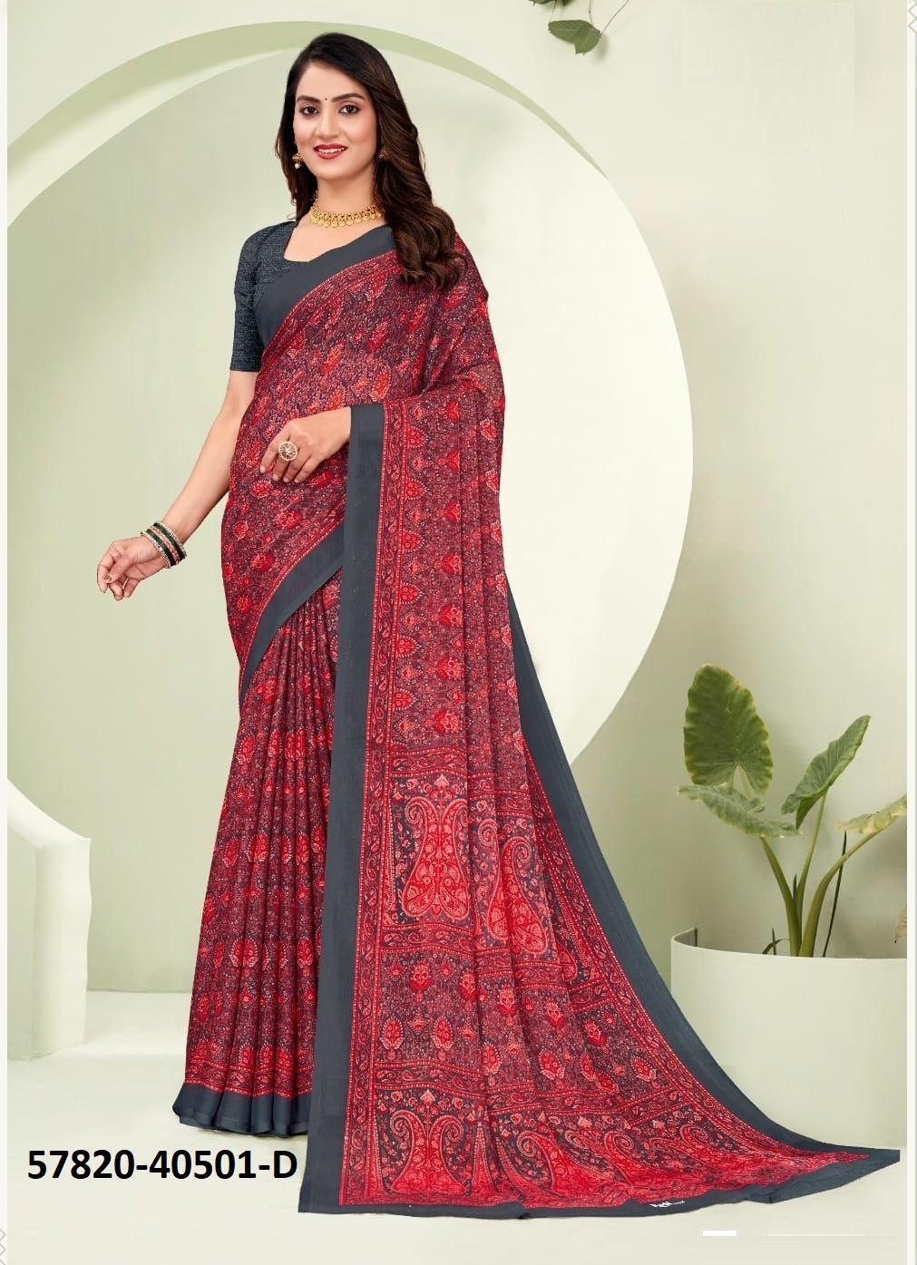 STAR CHIFFON 188 - Catalog # 57820 (Set of 12 Sarees) by Brand RUCHI SAREES