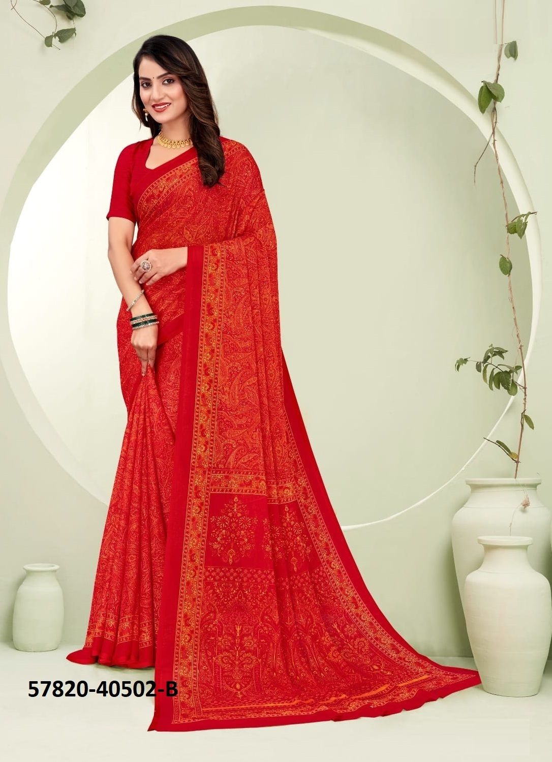 STAR CHIFFON 188 - Catalog # 57820 (Set of 12 Sarees) by Brand RUCHI SAREES