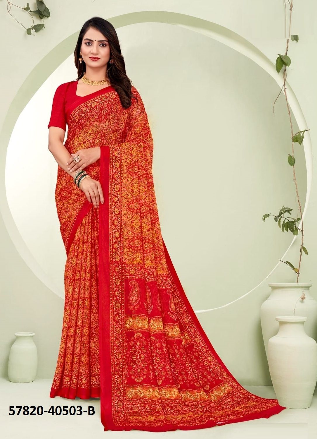 STAR CHIFFON 188 - Catalog # 57820 (Set of 12 Sarees) by Brand RUCHI SAREES