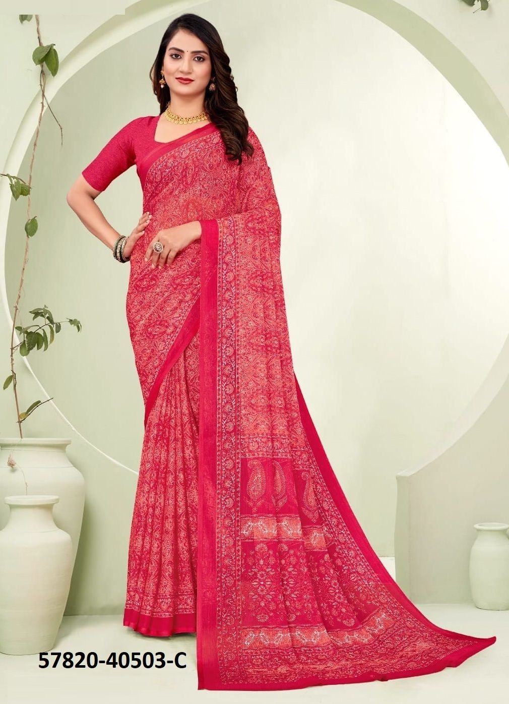 STAR CHIFFON 188 - Catalog # 57820 (Set of 12 Sarees) by Brand RUCHI SAREES