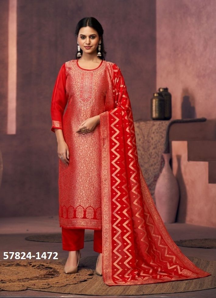 MAGADHI - Catalog # 57824 (Set of 4 Semi-Stitched / Un-Stitched Suits) by Brand KALARANG