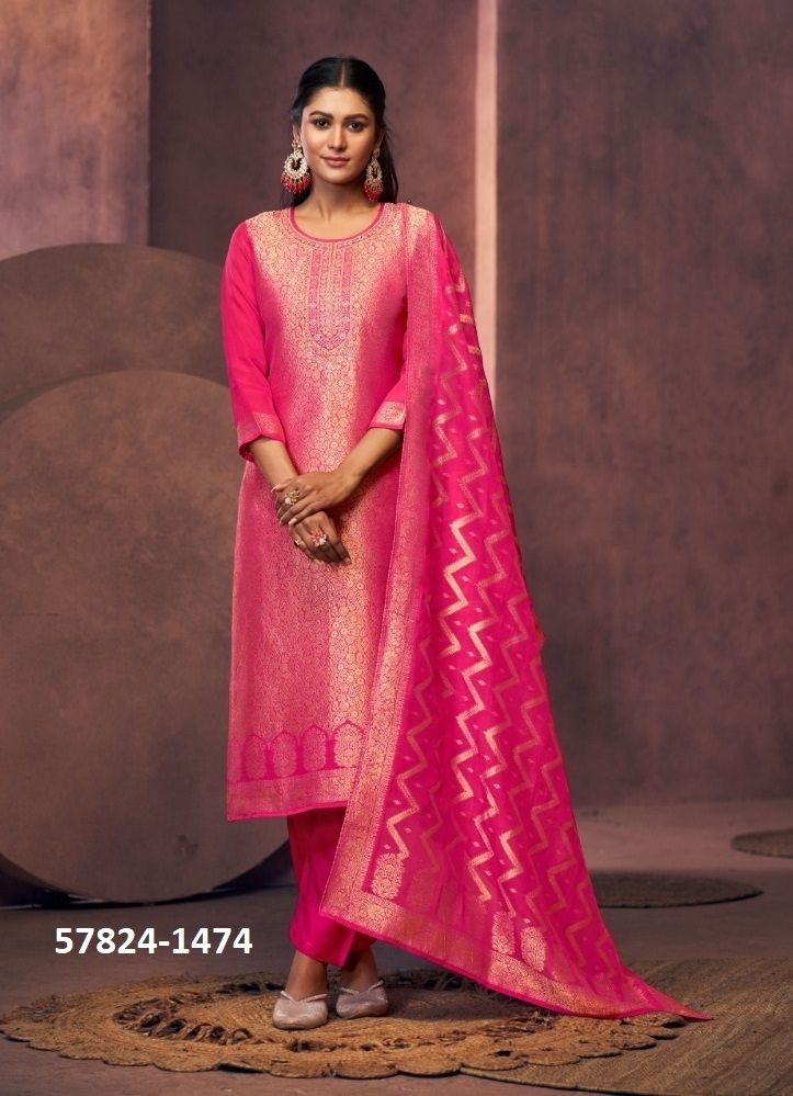MAGADHI - Catalog # 57824 (Set of 4 Semi-Stitched / Un-Stitched Suits) by Brand KALARANG