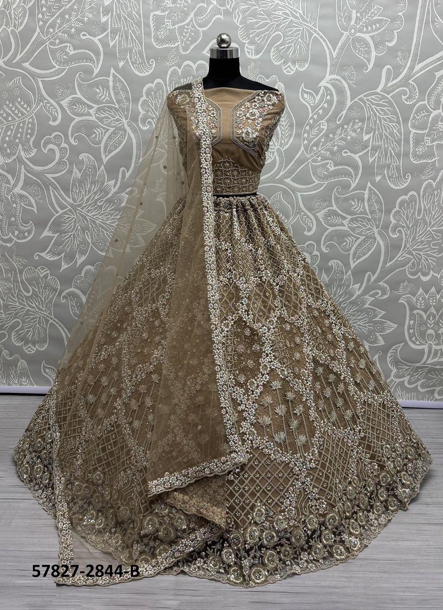 SERIES 2843-2845 - Catalog # 57827 (Set of 7 Semi-Stitched Lehengas) by Brand STROLLAY ®