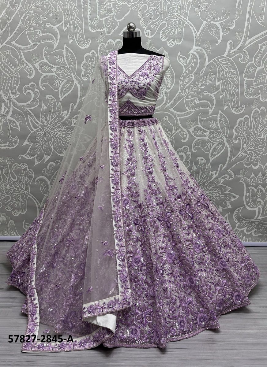 SERIES 2843-2845 - Catalog # 57827 (Set of 7 Semi-Stitched Lehengas) by Brand STROLLAY ®