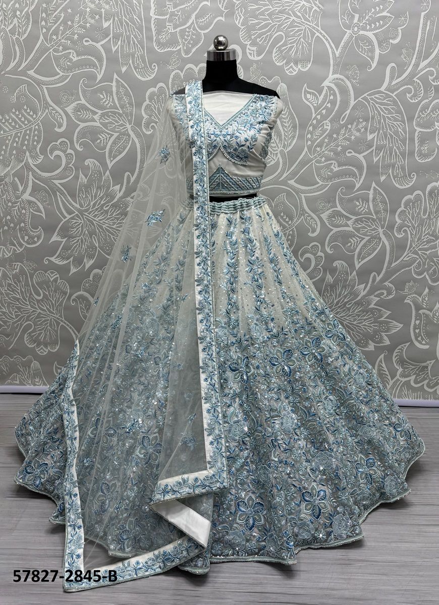 SERIES 2843-2845 - Catalog # 57827 (Set of 7 Semi-Stitched Lehengas) by Brand STROLLAY ®
