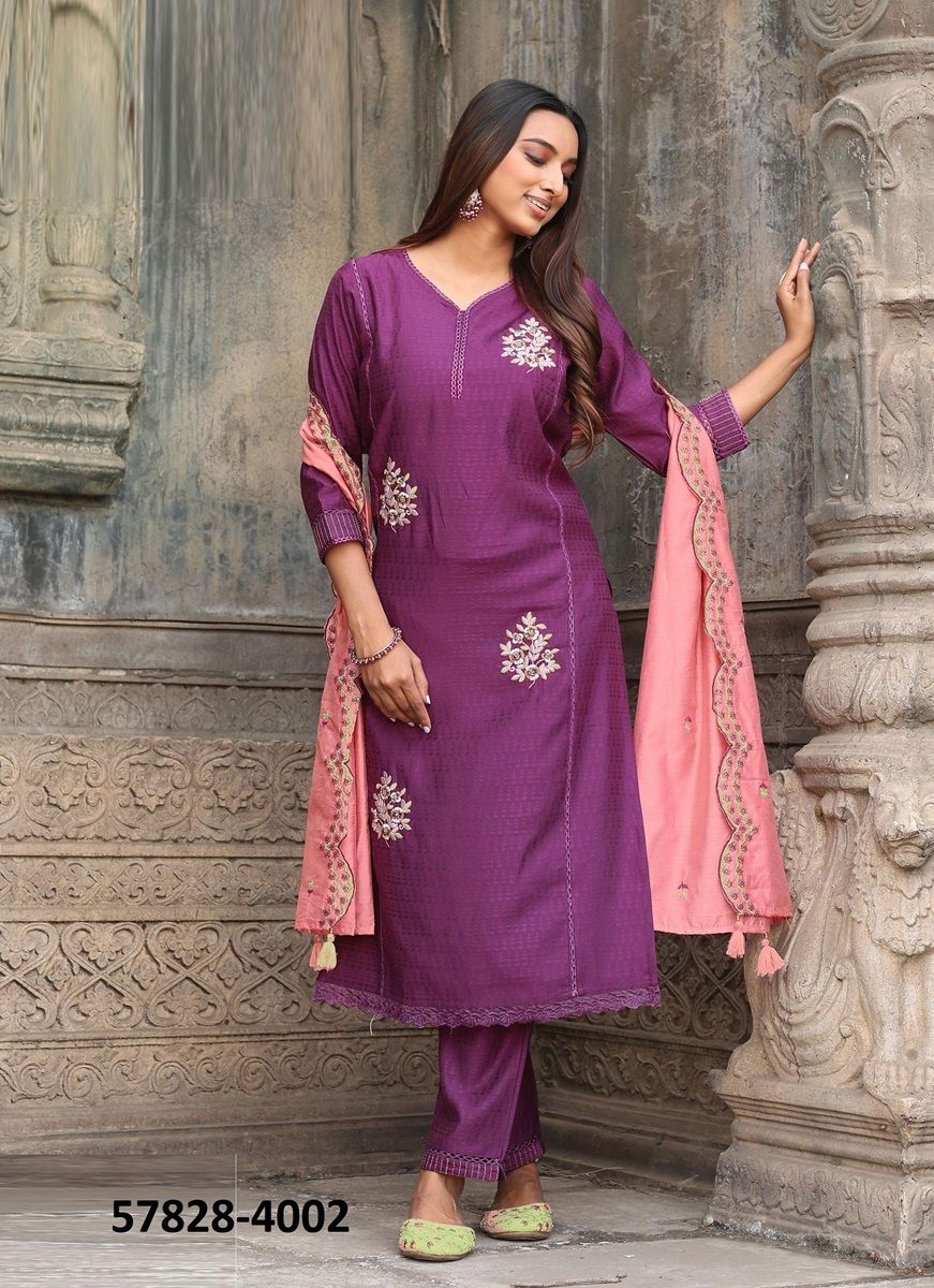 SAUGAAT - Catalog # 57828 (Set of 6 Readymade Salwar Suits) by Brand WOOGLEE FASHIONS