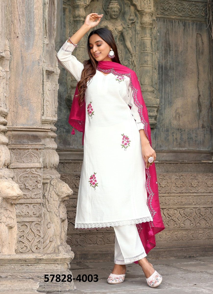 SAUGAAT - Catalog # 57828 (Set of 6 Readymade Salwar Suits) by Brand WOOGLEE FASHIONS