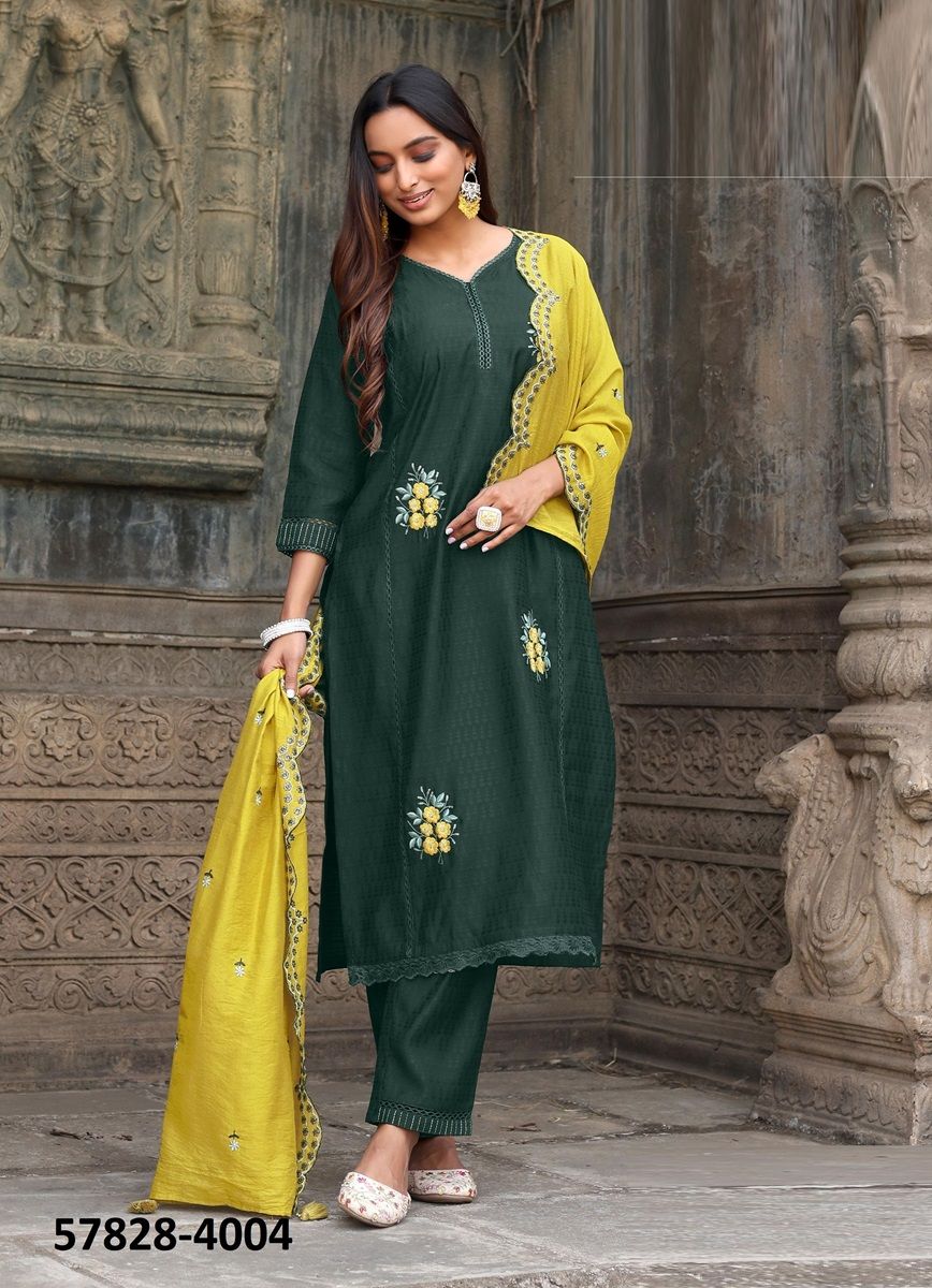 SAUGAAT - Catalog # 57828 (Set of 6 Readymade Salwar Suits) by Brand WOOGLEE FASHIONS