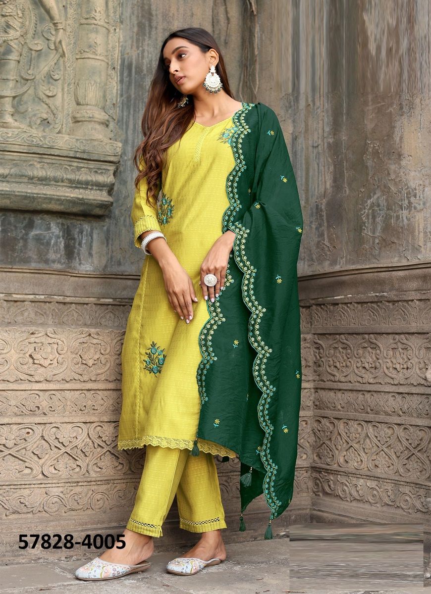 SAUGAAT - Catalog # 57828 (Set of 6 Readymade Salwar Suits) by Brand WOOGLEE FASHIONS