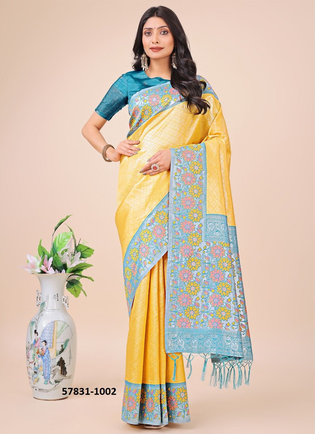 PLAZZO SILK - Catalog # 57831 (Set of 6 Sarees) by Brand STROLLAY ®