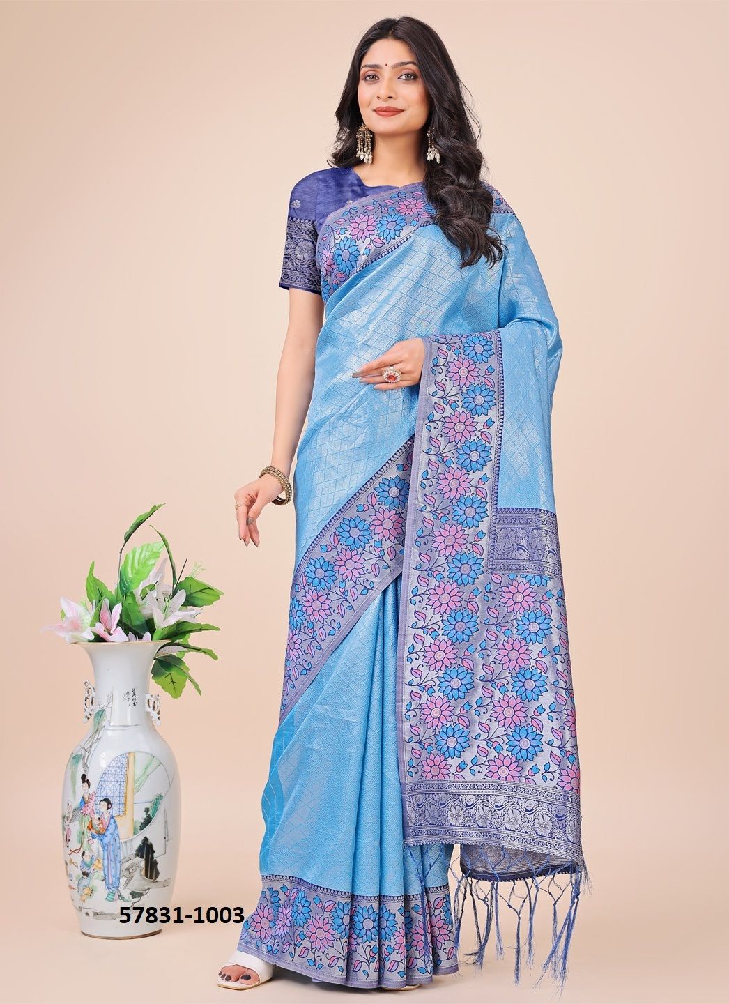 PLAZZO SILK - Catalog # 57831 (Set of 6 Sarees) by Brand STROLLAY ®