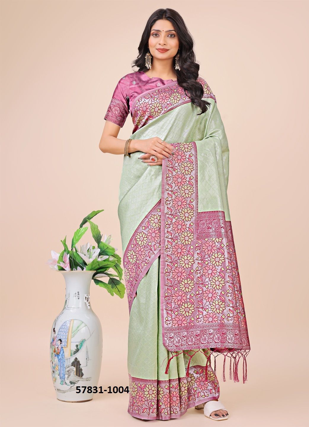 PLAZZO SILK - Catalog # 57831 (Set of 6 Sarees) by Brand STROLLAY ®