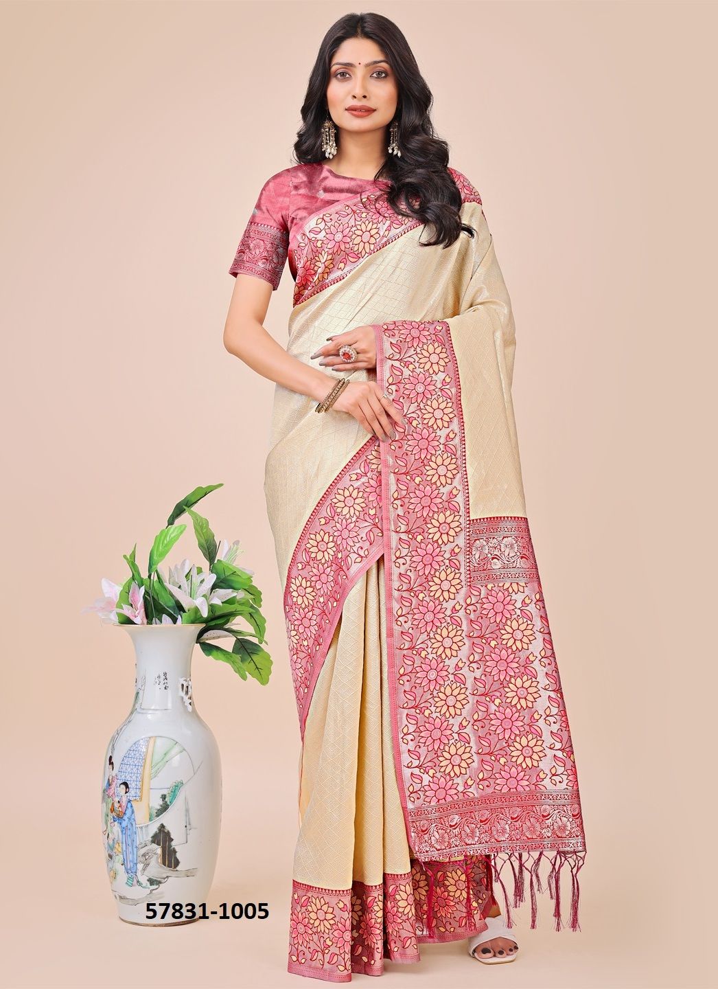 PLAZZO SILK - Catalog # 57831 (Set of 6 Sarees) by Brand STROLLAY ®