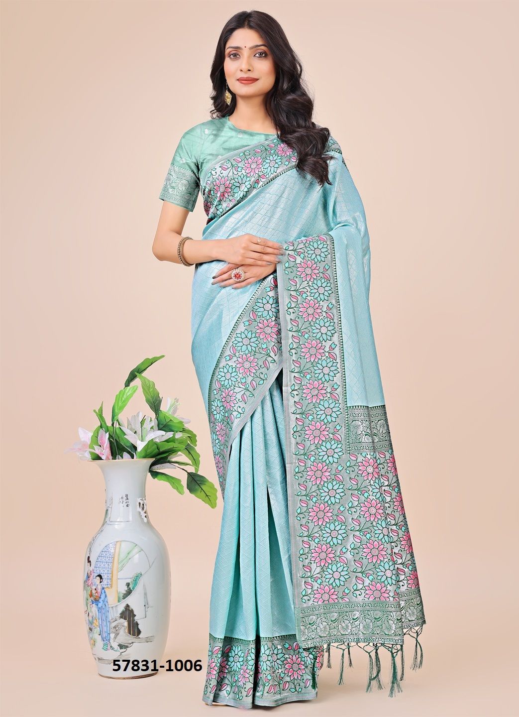 PLAZZO SILK - Catalog # 57831 (Set of 6 Sarees) by Brand STROLLAY ®