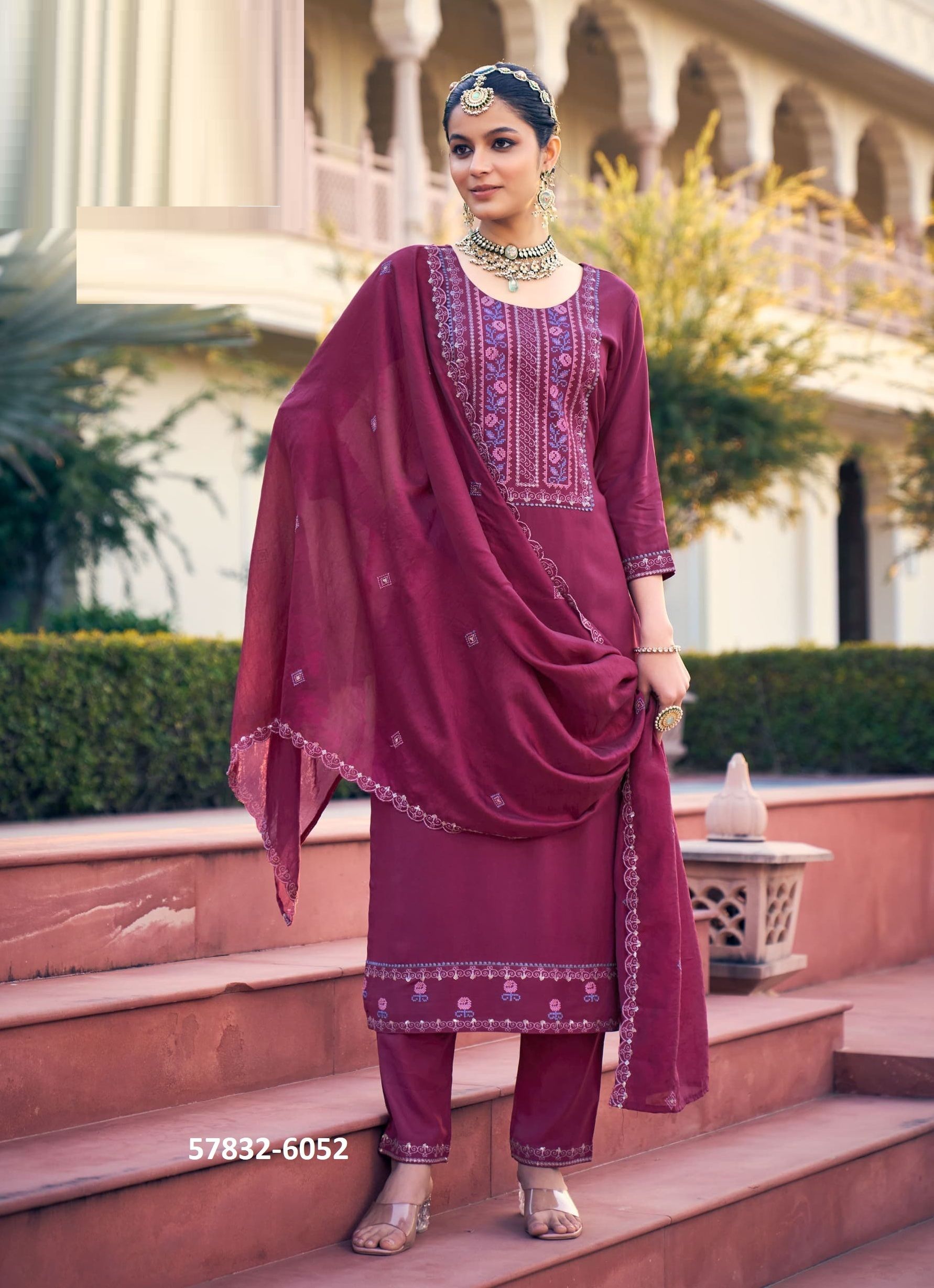 BAHAR - Catalog # 57832 (Set of 6 Readymade Salwar Suits) by Brand RANGOON