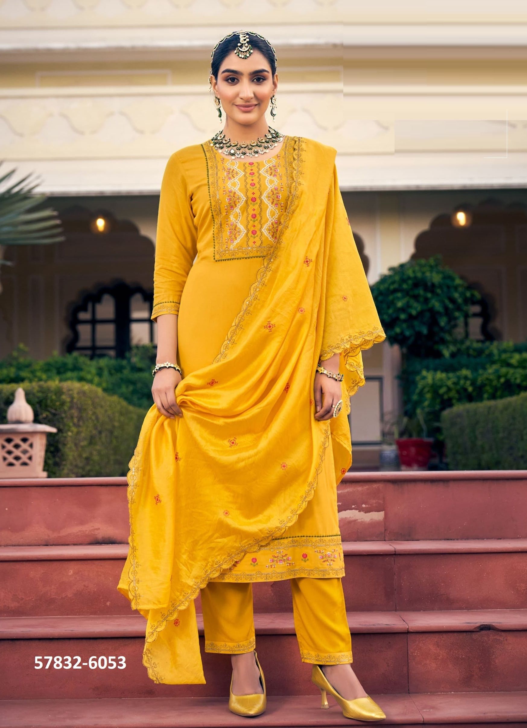 BAHAR - Catalog # 57832 (Set of 6 Readymade Salwar Suits) by Brand RANGOON