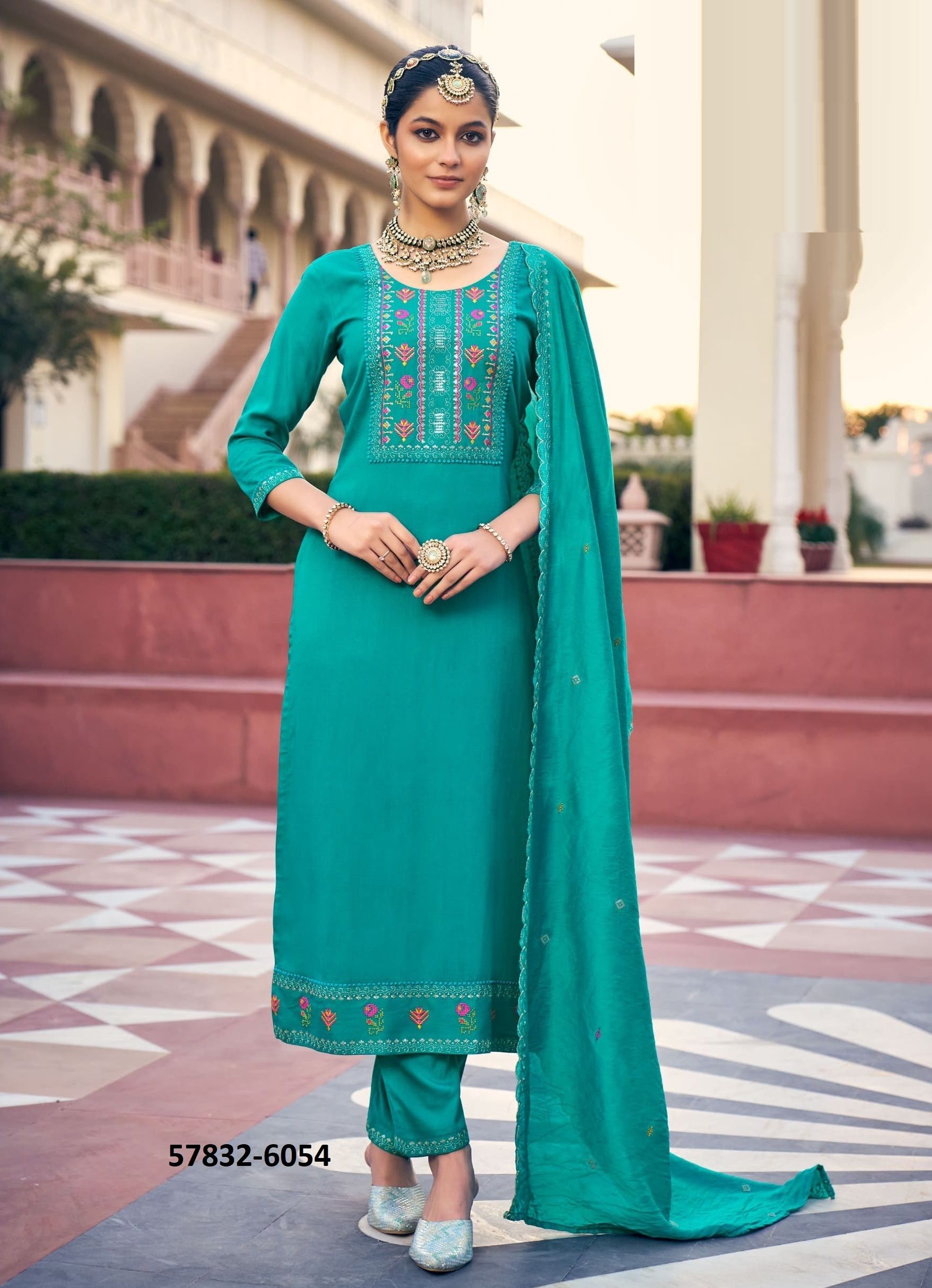 BAHAR - Catalog # 57832 (Set of 6 Readymade Salwar Suits) by Brand RANGOON