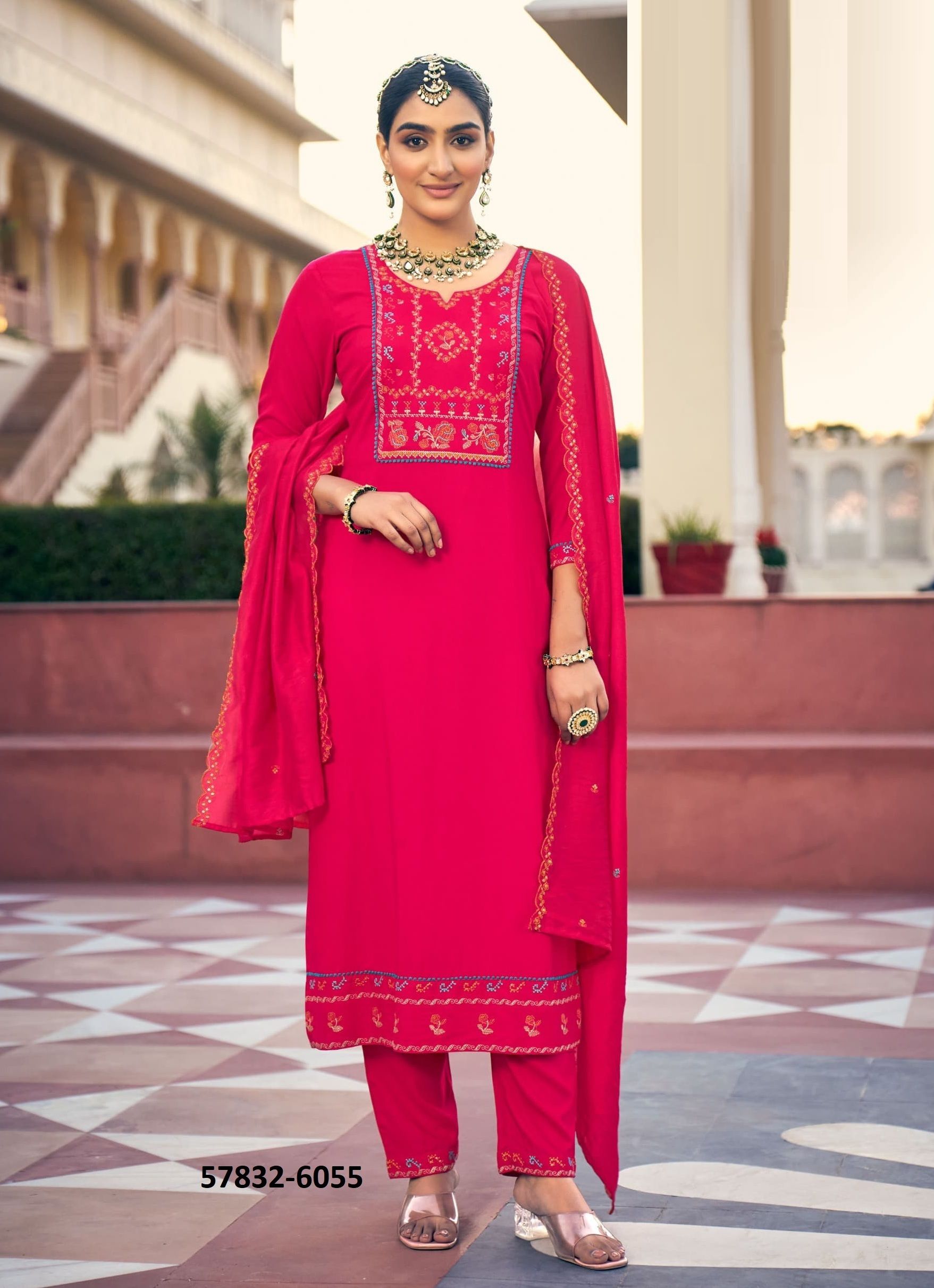 BAHAR - Catalog # 57832 (Set of 6 Readymade Salwar Suits) by Brand RANGOON