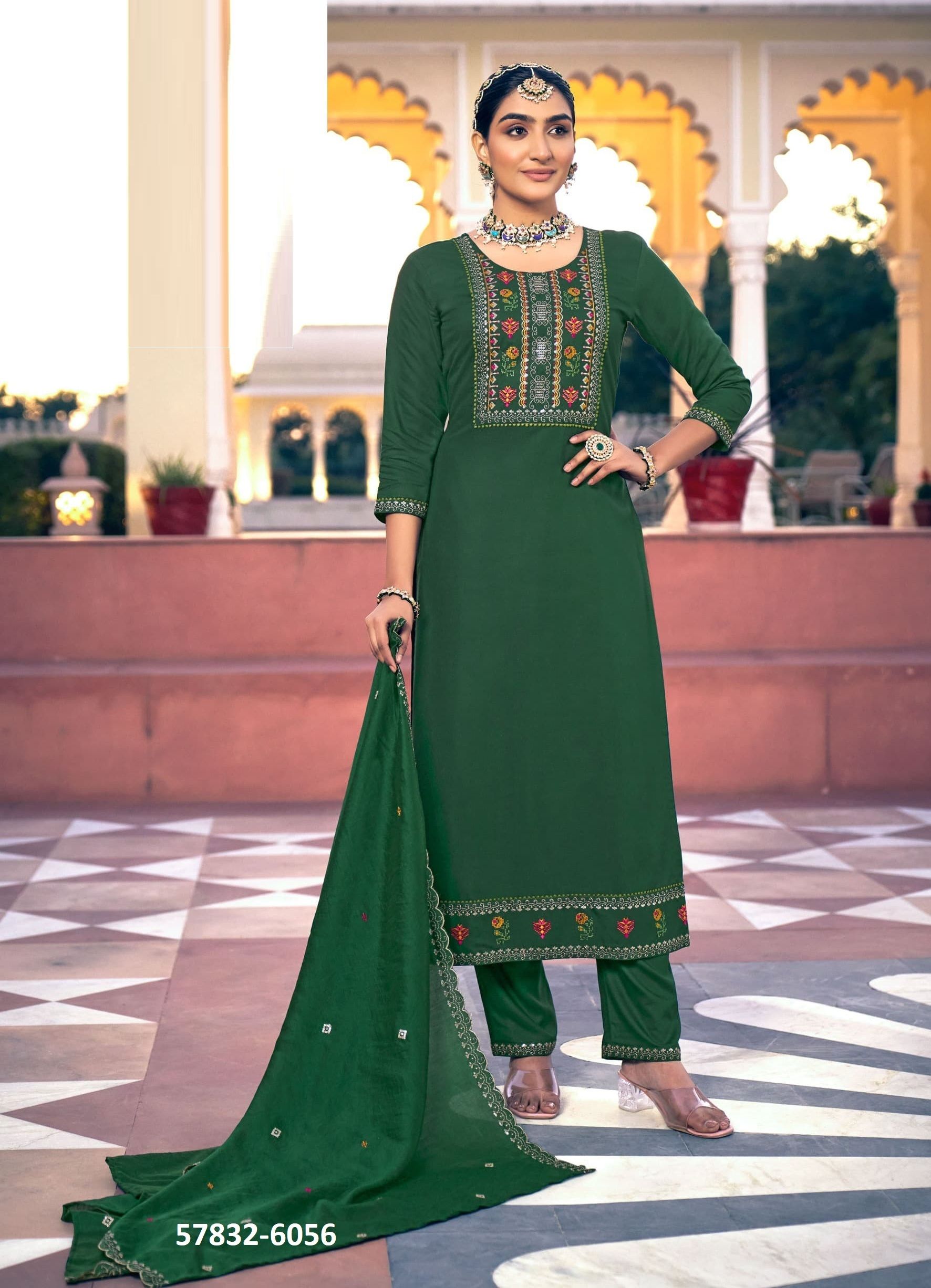 BAHAR - Catalog # 57832 (Set of 6 Readymade Salwar Suits) by Brand RANGOON