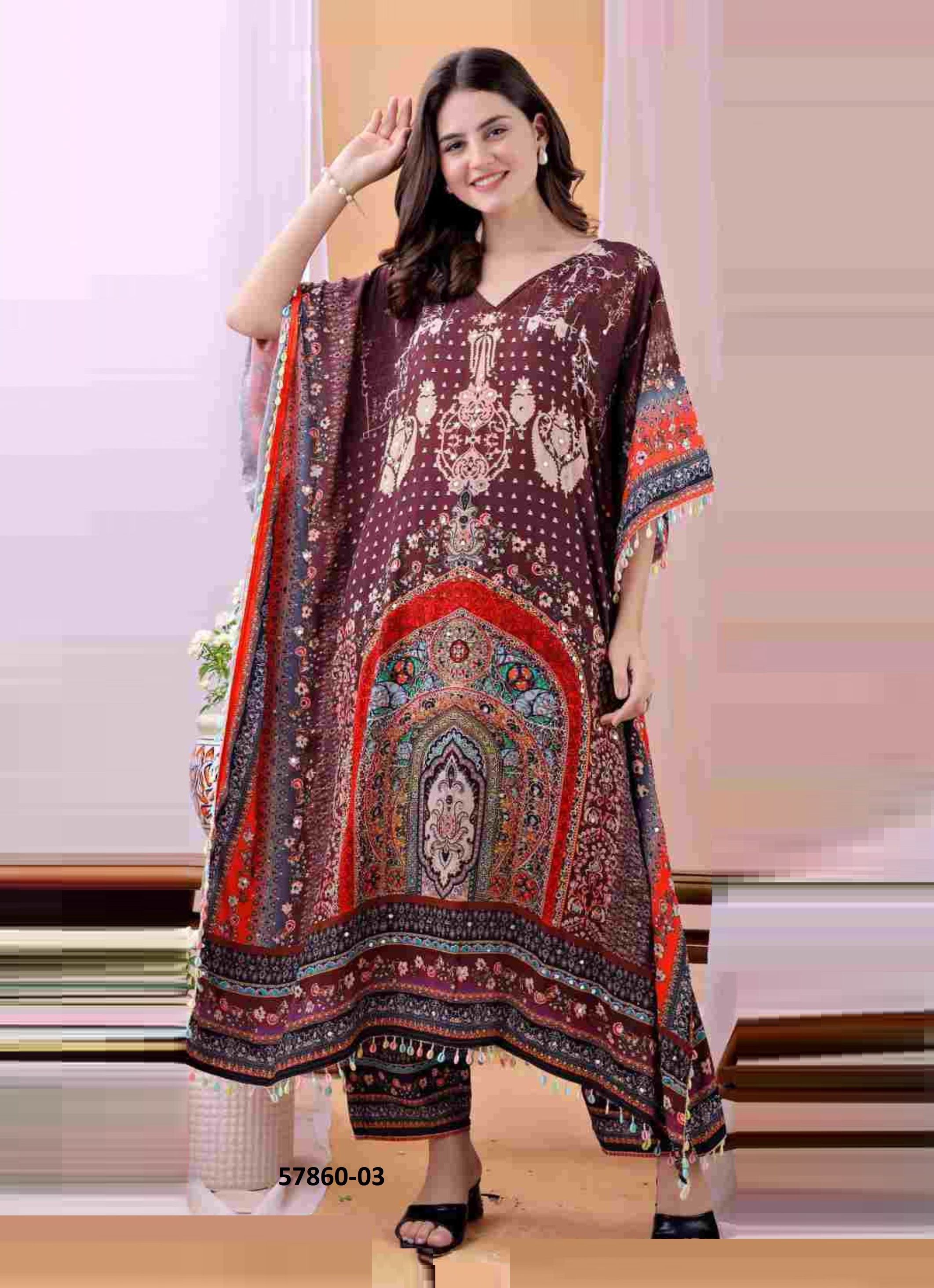 KAFTAN CO-ORD SET 1 - Catalog # 57860 (Set of 8 Tops With Bottoms) by Brand STROLLAY ®