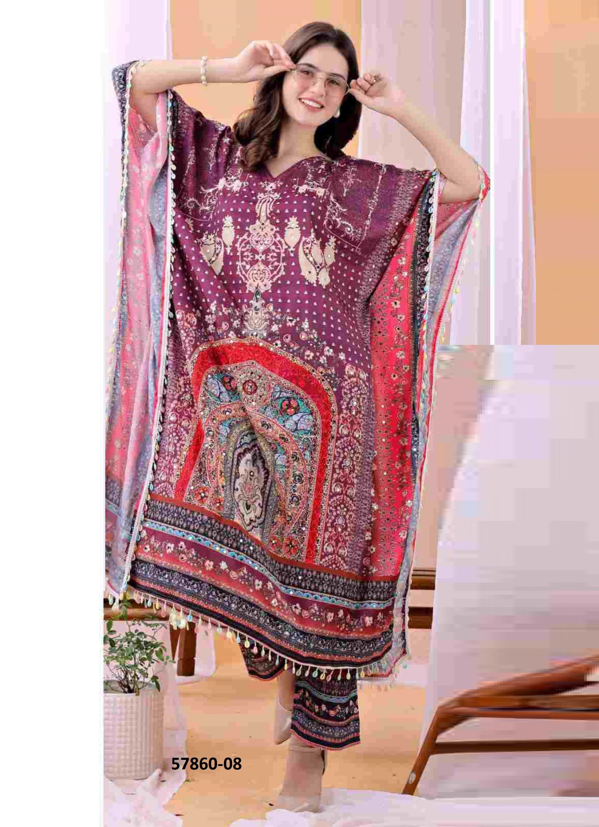 KAFTAN CO-ORD SET 1 - Catalog # 57860 (Set of 8 Tops With Bottoms) by Brand STROLLAY ®