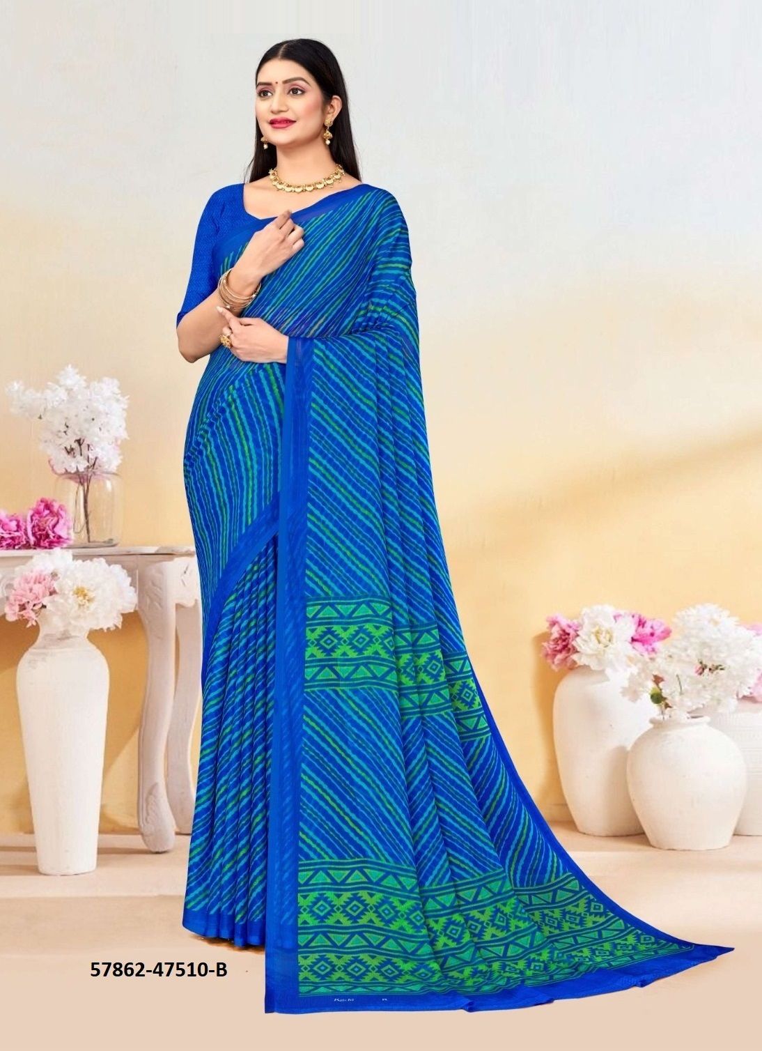 LEHERIYA 10 - Catalog # 57862 (Set of 6 Sarees) by Brand RUCHI SAREES