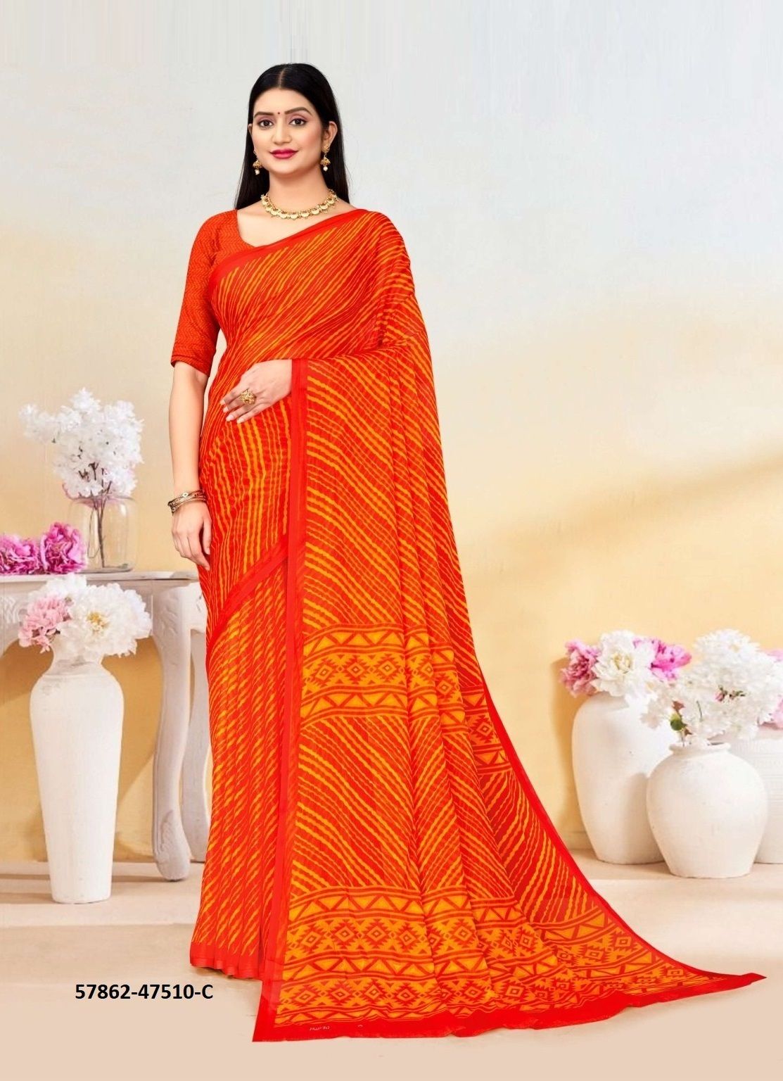 LEHERIYA 10 - Catalog # 57862 (Set of 6 Sarees) by Brand RUCHI SAREES