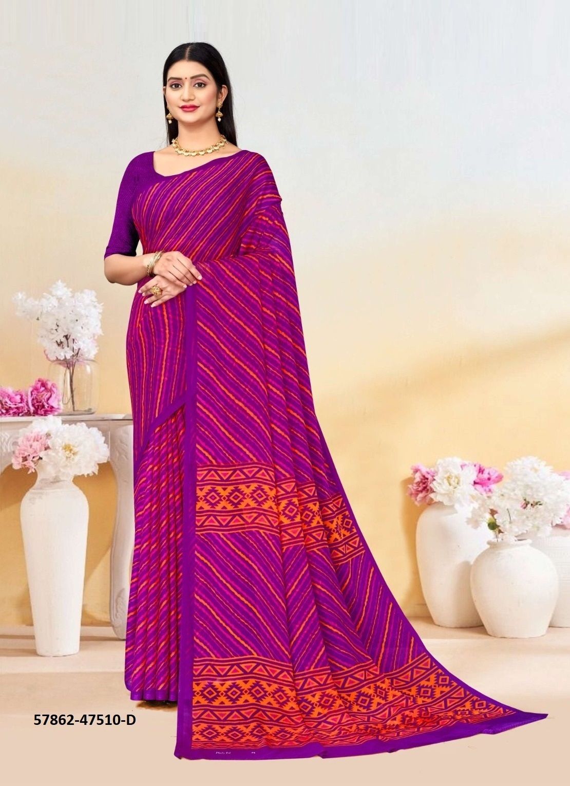 LEHERIYA 10 - Catalog # 57862 (Set of 6 Sarees) by Brand RUCHI SAREES