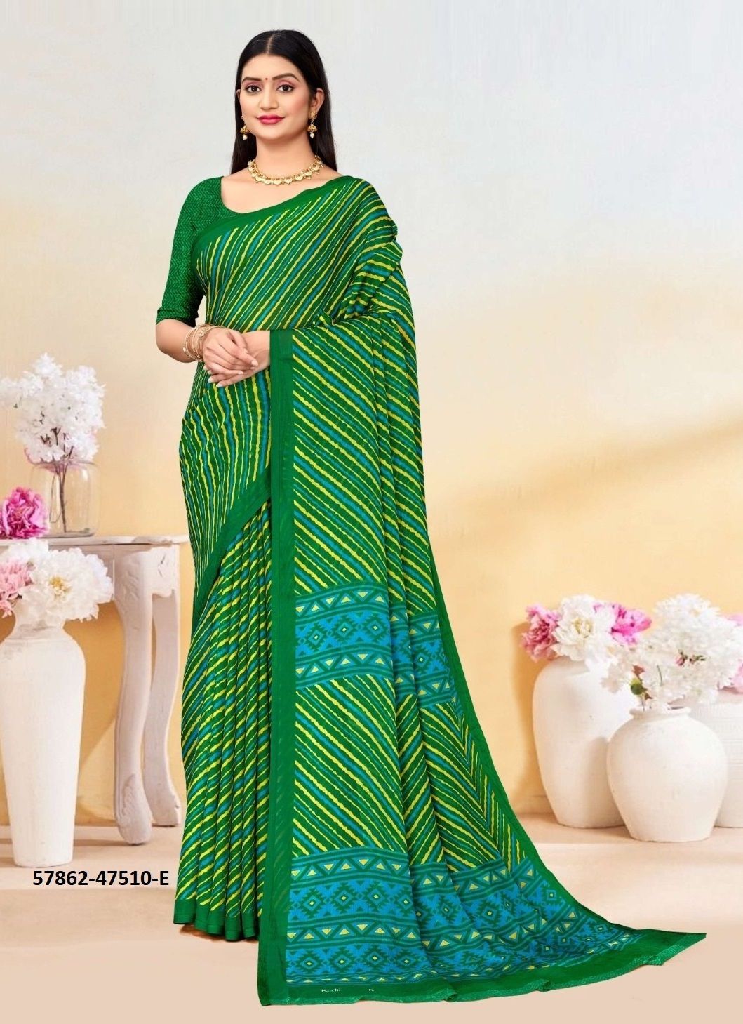 LEHERIYA 10 - Catalog # 57862 (Set of 6 Sarees) by Brand RUCHI SAREES