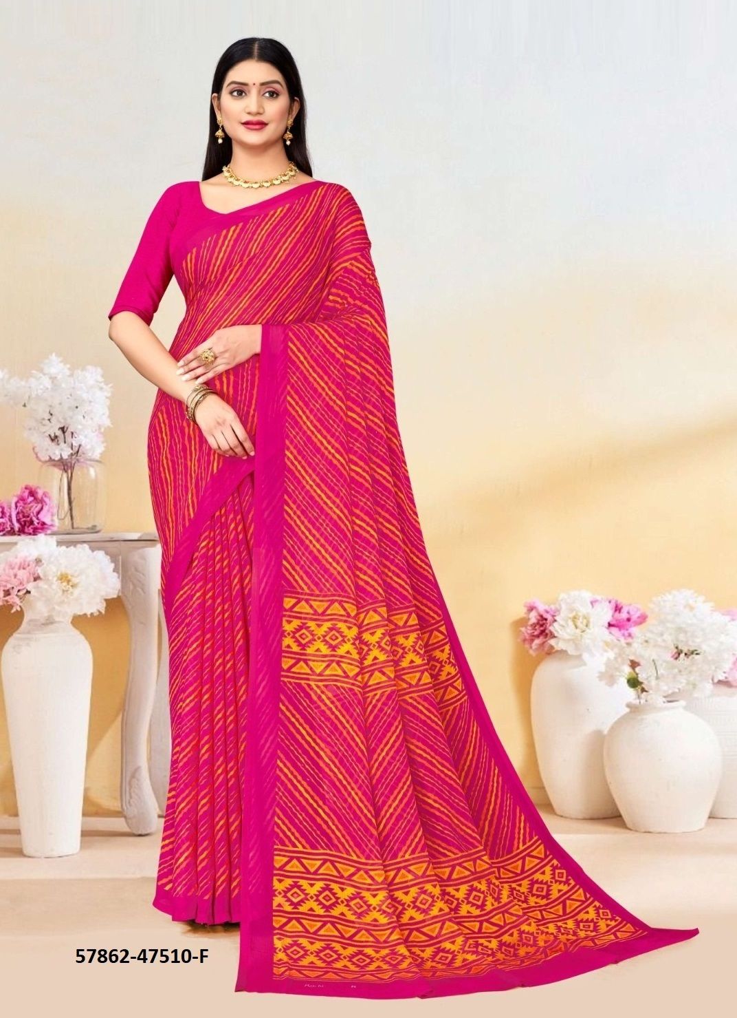 LEHERIYA 10 - Catalog # 57862 (Set of 6 Sarees) by Brand RUCHI SAREES