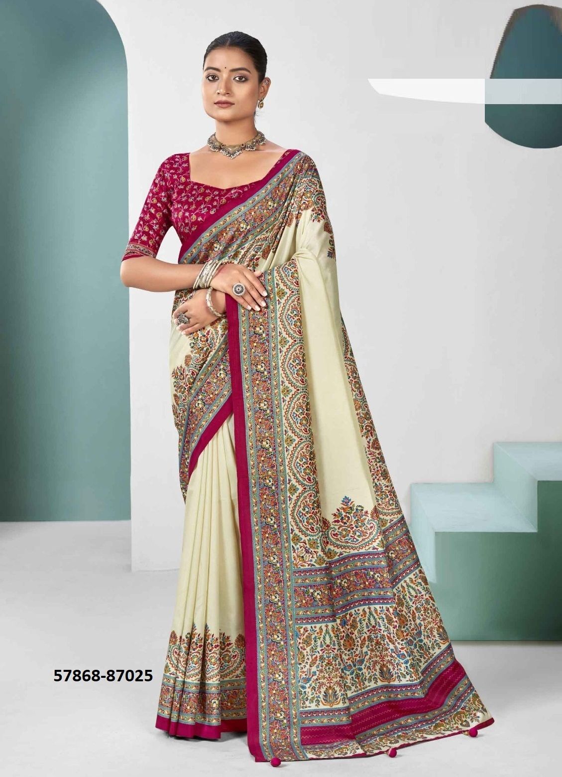IVORY SILK 2 - Catalog # 57868 (Set of 6 Sarees) by Brand VIPUL FASHIONS IVORY SILK 2 - Catalog # 57868 (Set of 6 Sarees) by Brand VIPUL FASHIONS