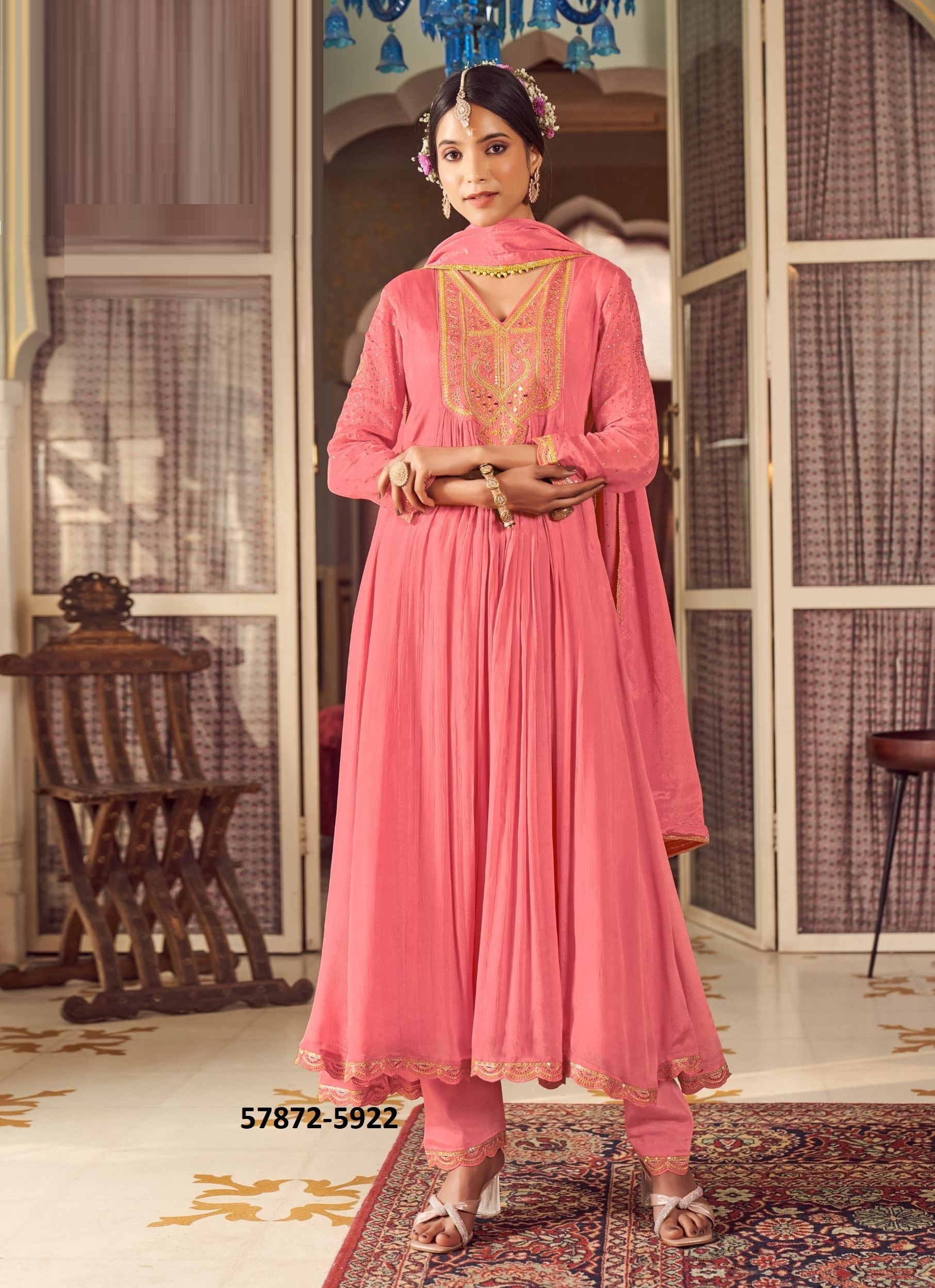 WHITEROSE - Catalog # 57872 (Set of 4 Readymade Salwar Suits) by Brand RANGOON